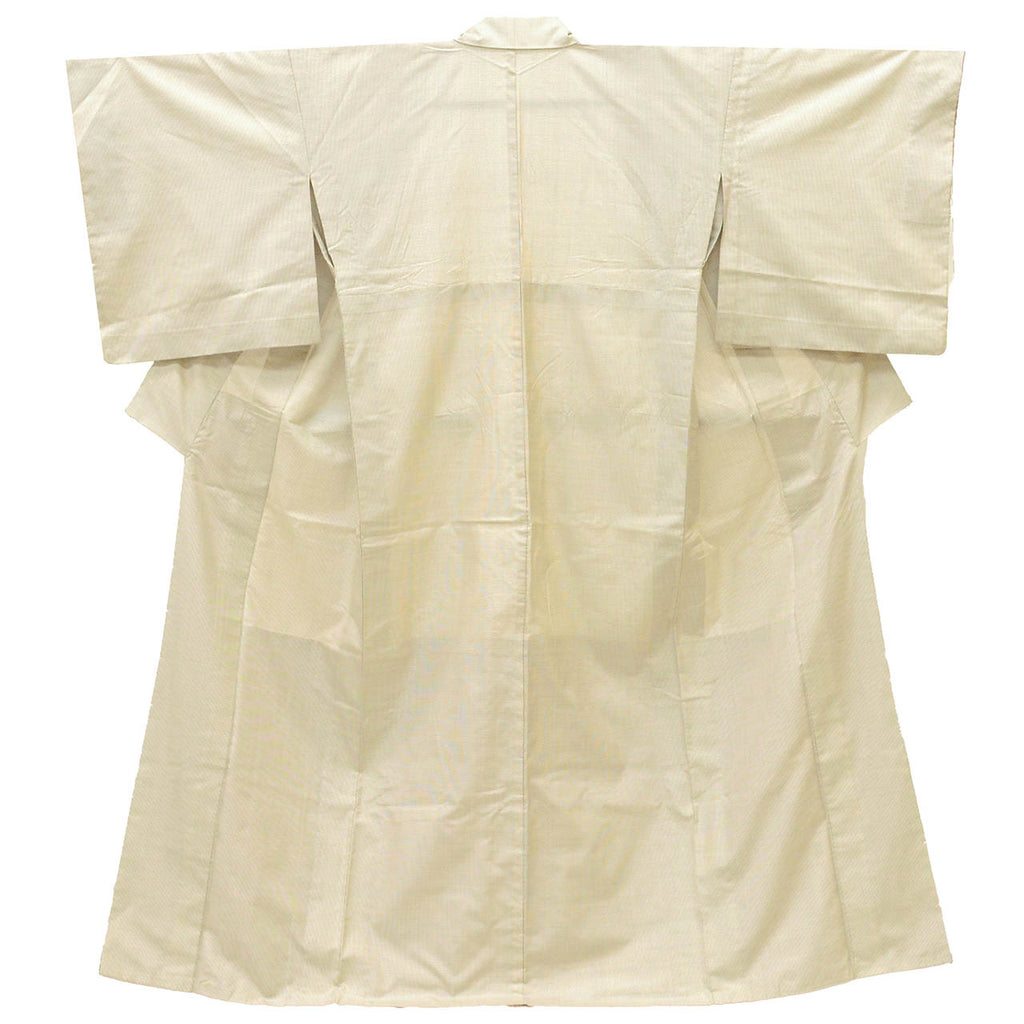 Vintage Japanese Kimono | Women's White Oshima Tsumugi Ensemble | White Silk | Tortoiseshell Kasuri | Sustainable | uu2091b