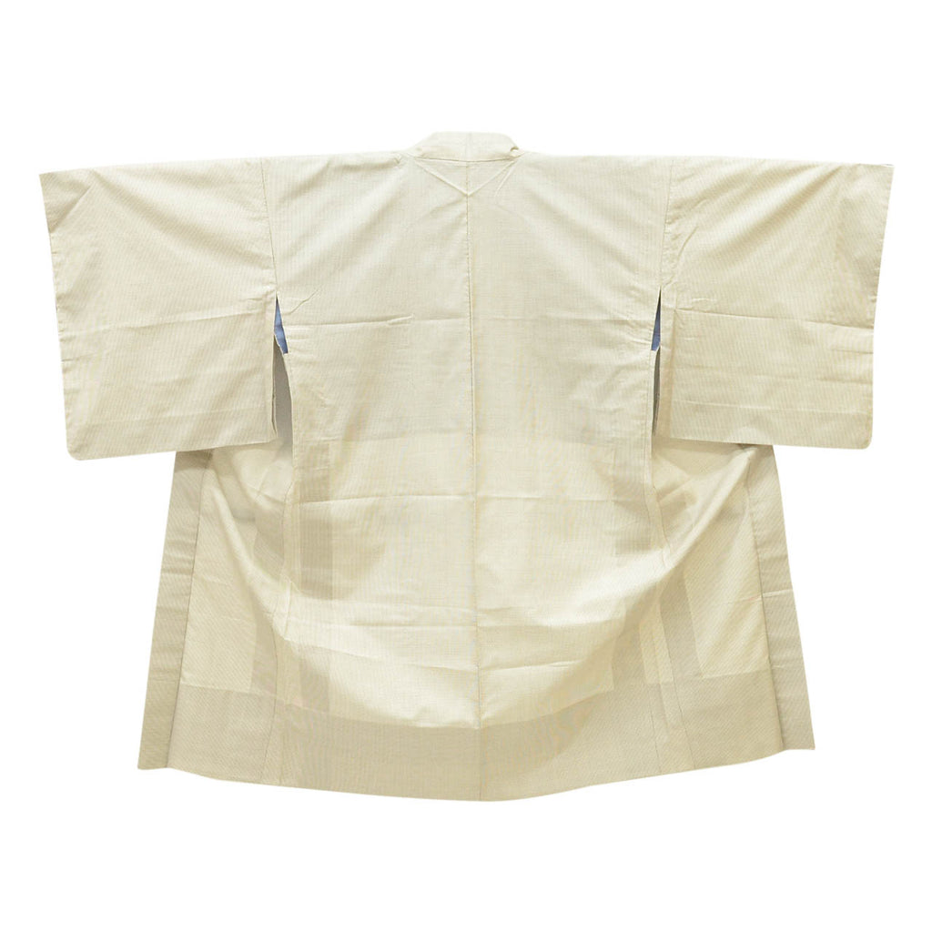 Vintage Japanese Kimono | Women's White Oshima Tsumugi Ensemble | White Silk | Tortoiseshell Kasuri | Sustainable | uu2091b