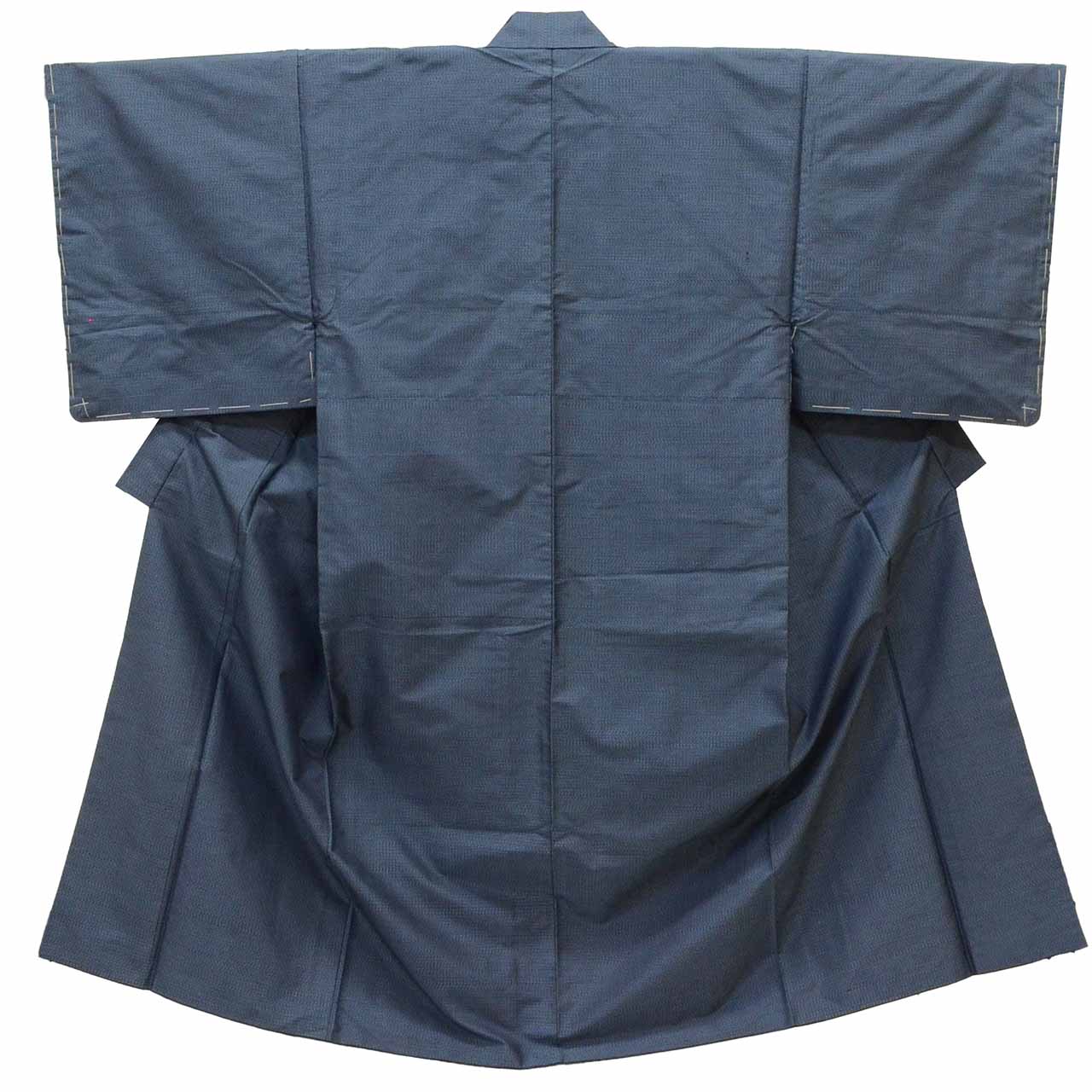 [Used] Recycled Kimono and Haori Set Ensemble for Men, Oshima Tsumugi Silk, Unused, Sleeve Length 68.0cm (26.8in), Body Length 141.5cm (55.7in), Size M, Navy Blue, Weft Kasuri Pattern, Includes Nagajuban (Undergarment) uu2093b 