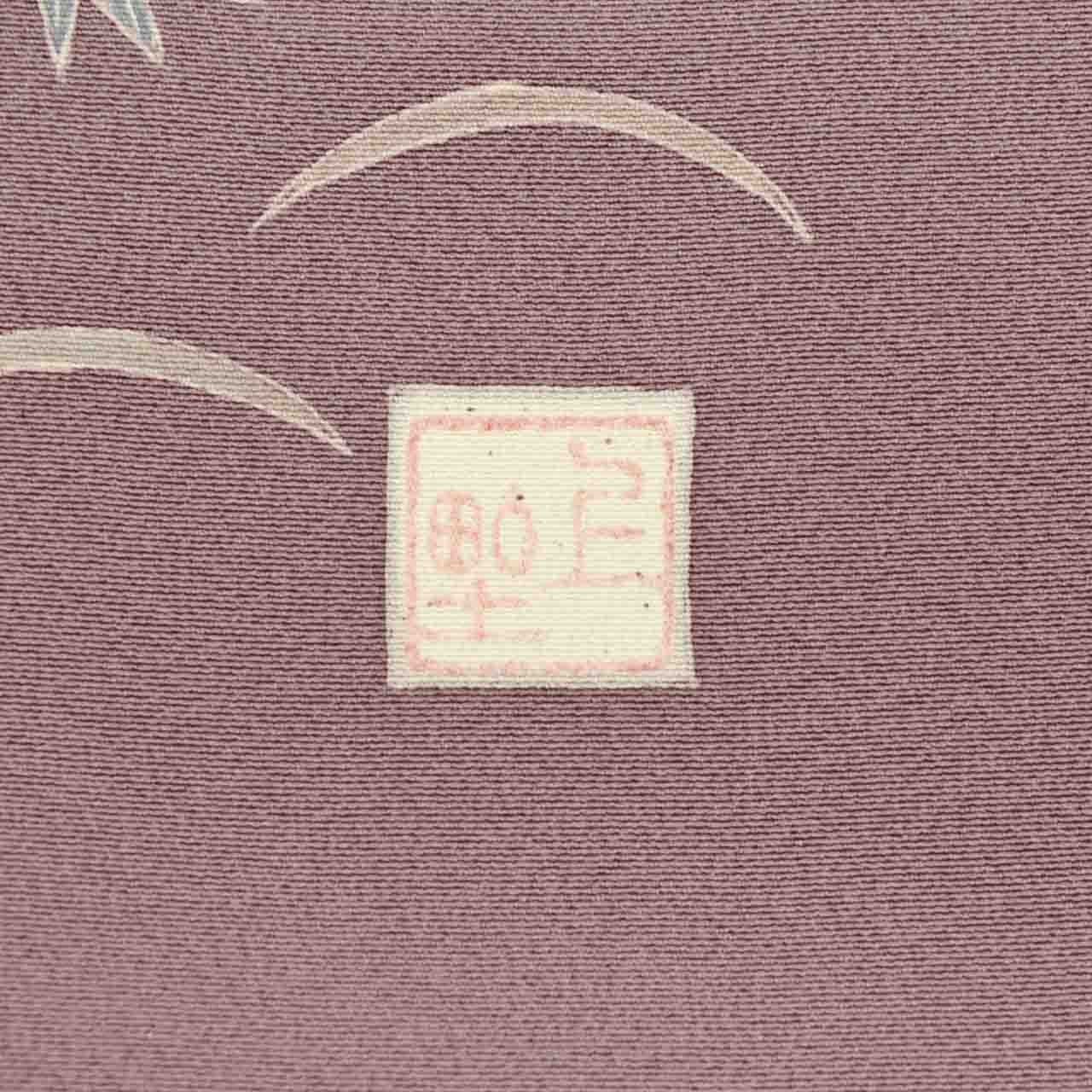 [Used] Recycled Kimono, Visiting Kimono, Pure Silk, Size M (Slightly Plus Size L), Excellent Condition, Length 156.0cm (61.4in), Sleeve Length 63.7cm (25.1in), Lined, Ready-made, Signed by Artist, Yuzen Dyeing, Purple Landscape, Reused uu2096b 
