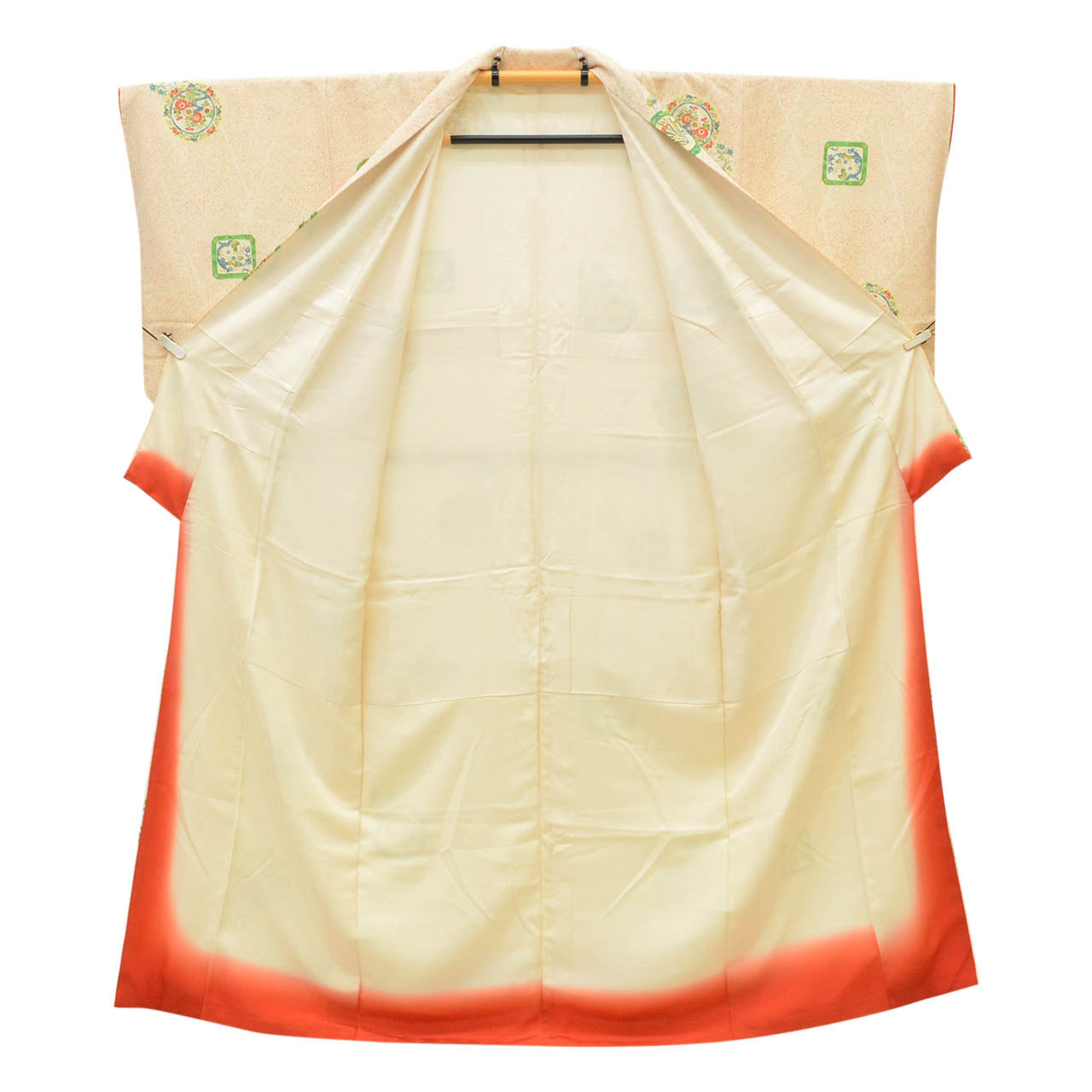 [Used] Recycled Kimono, Komon style, Pure Silk, Size S, Good Condition, Length 155.0cm (61.0in), Sleeve Length 64.5cm (25.4in), Lined, Ready-made, White, Mirror Pattern, Shikishi Design, Reused uu2097b 