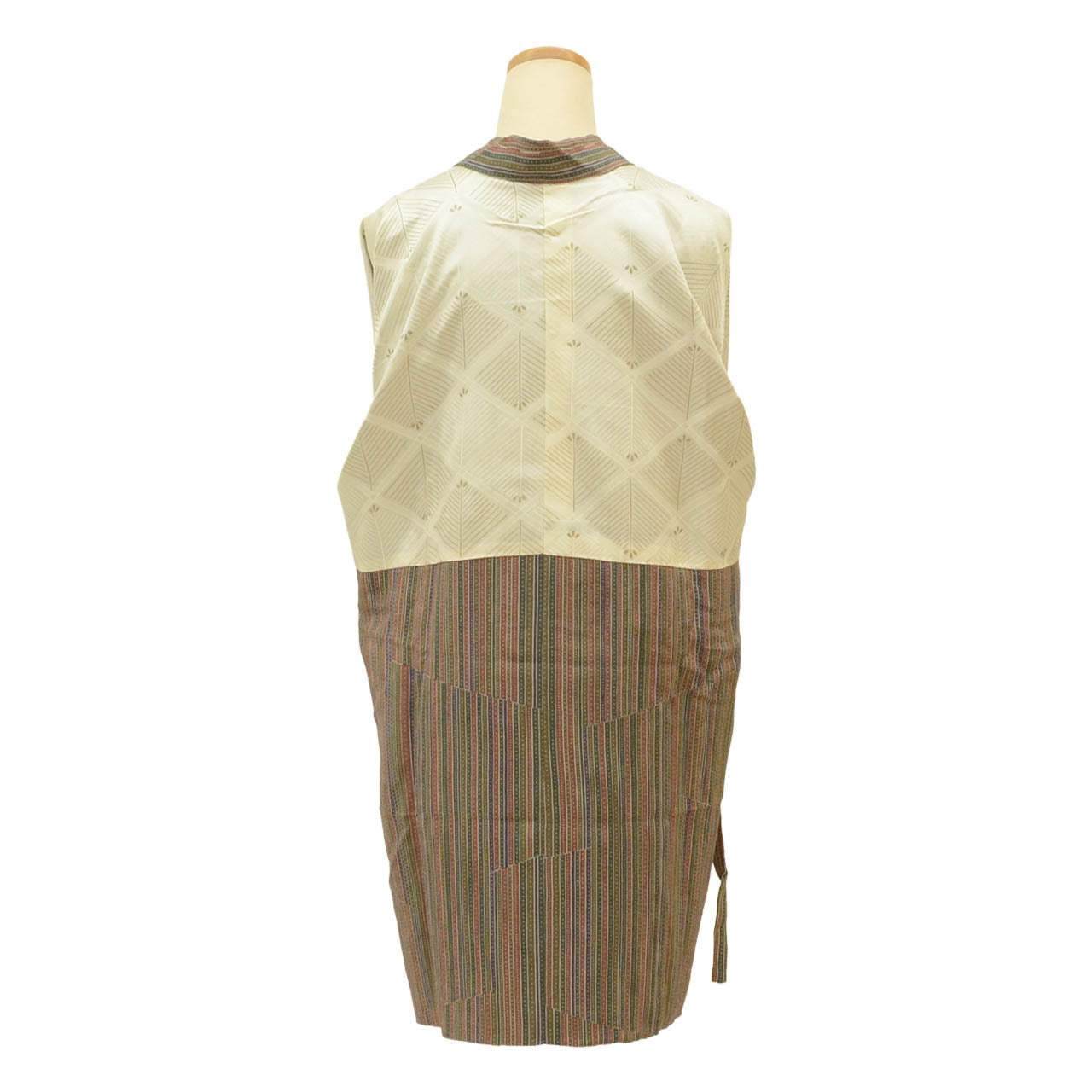 Vintage Japanese Kimono | Michiyuki Coat | Green Brown Purple Silk | Stripe Pattern | Unused | Sustainable | uu2110b