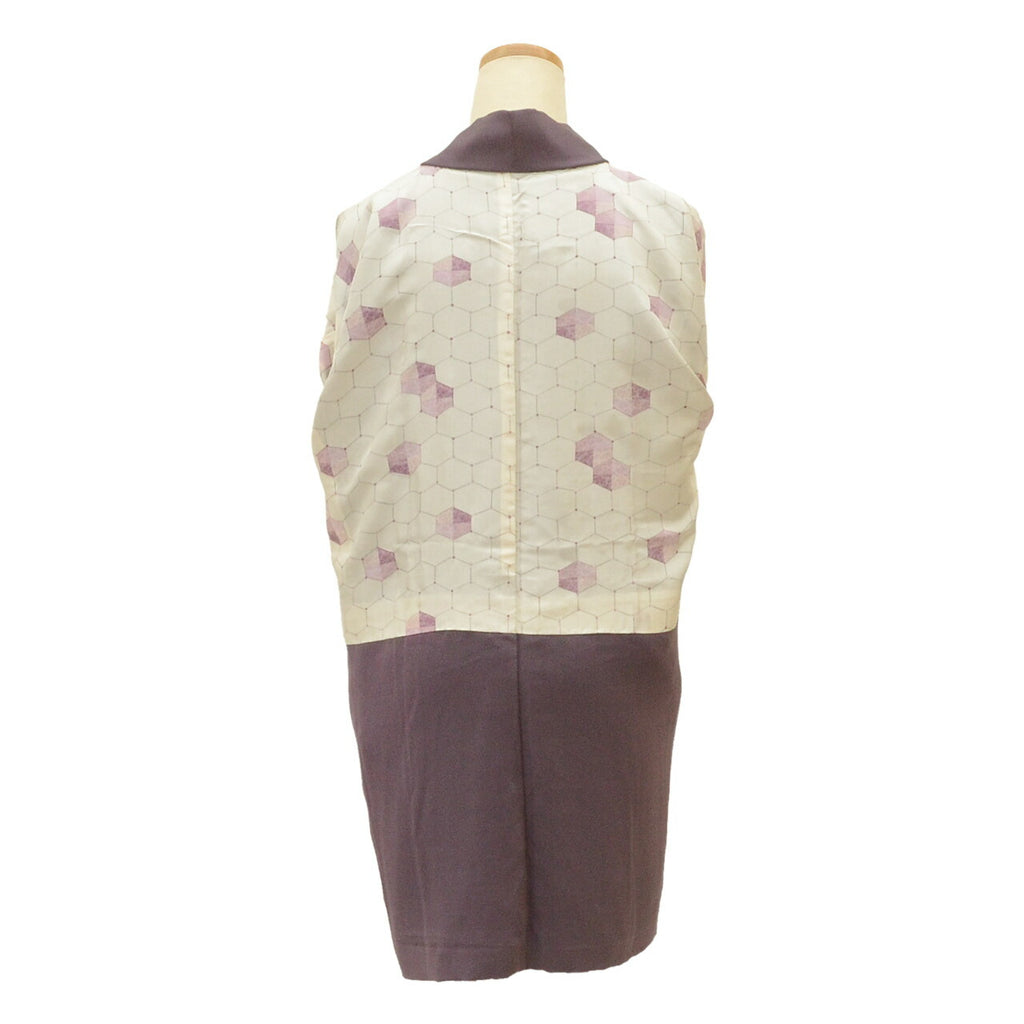 [Used] Long Haori (short kimono jacket), pure silk, recycled haori, sleeve length 63.0cm (24.8in), body length 84.5cm (33.3in), purple, floral pattern, unused item uu2112b 