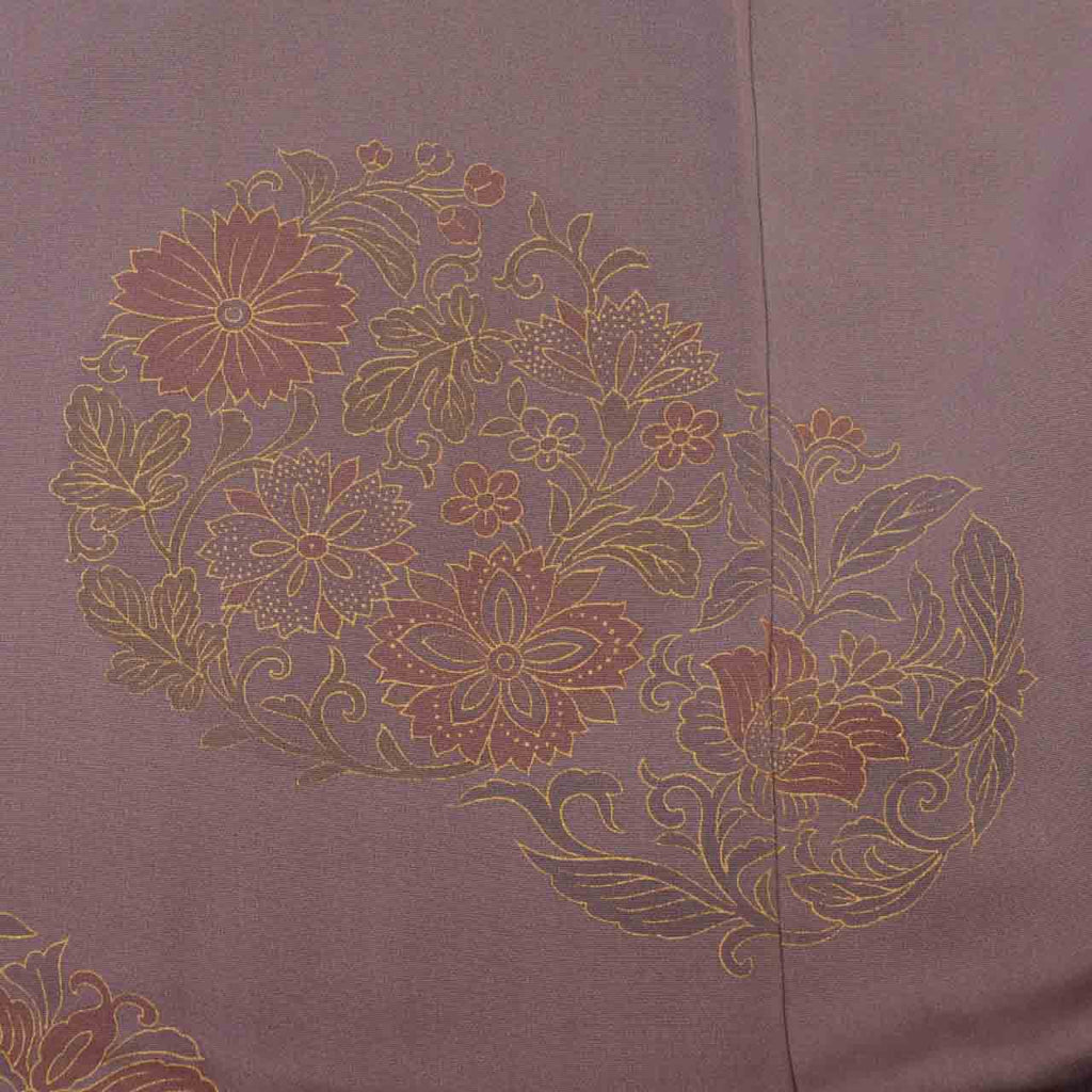 [Used] Long Haori (short kimono jacket), pure silk, recycled haori, sleeve length 63.0cm (24.8in), body length 84.5cm (33.3in), purple, floral pattern, unused item uu2112b 