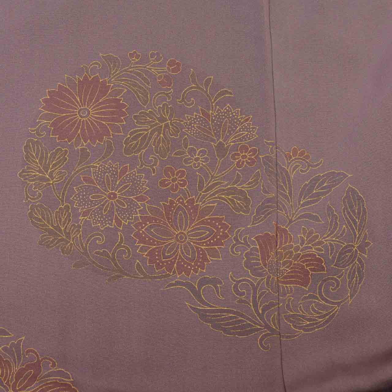 [Used] Long Haori (short kimono jacket), pure silk, recycled haori, sleeve length 63.0cm (24.8in), body length 84.5cm (33.3in), purple, floral pattern, unused item uu2112b 