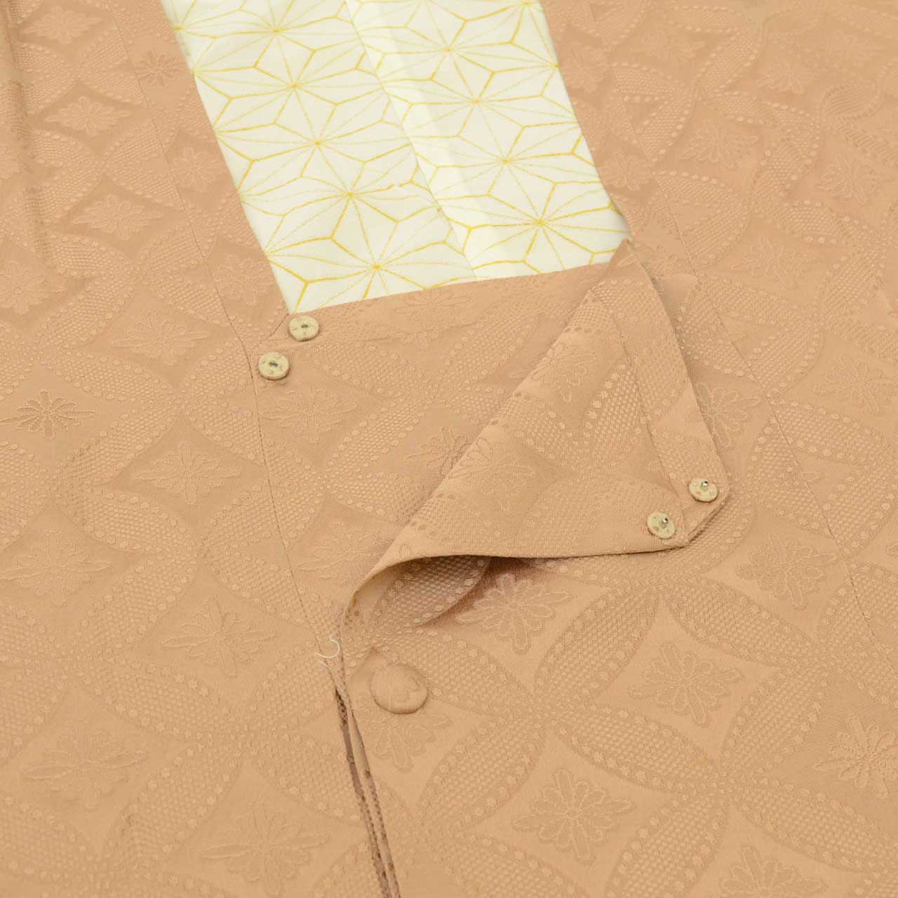 Vintage Japanese Kimono | Michiyuki Coat | Brown Silk | Shippo Interlocking Circles | Excellent | Sustainable | uu2123b