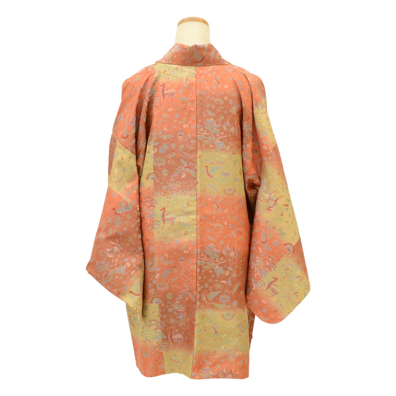 Vintage Japanese Kimono | Michiyuki Coat | Brown Silk | Takarazukushi Bird Animal | Unused | Sustainable | uu2127b