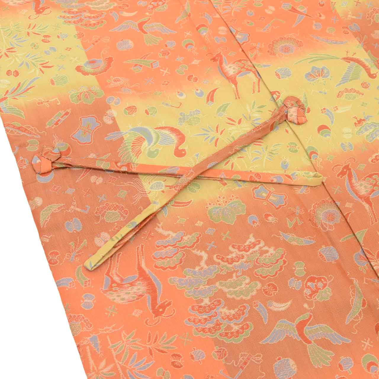 Vintage Japanese Kimono | Michiyuki Coat | Brown Silk | Takarazukushi Bird Animal | Unused | Sustainable | uu2127b