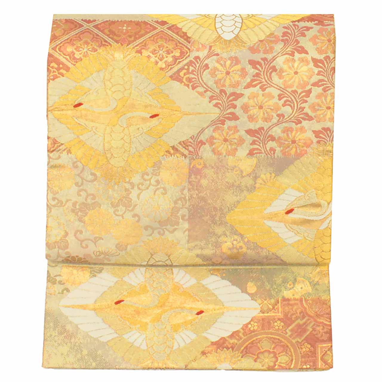 Vintage Japanese Obi | Fukuro Obi | Silk | Facing Crane | Hikihaku | Nishijin Certified | Formal | Sustainable | uu2141b