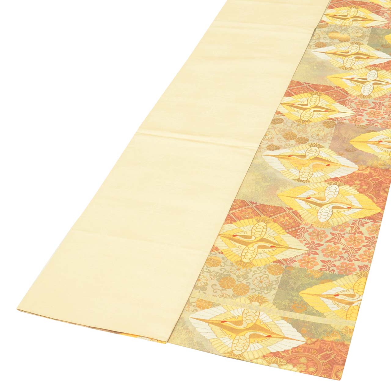 Vintage Japanese Obi | Fukuro Obi | Silk | Facing Crane | Hikihaku | Nishijin Certified | Formal | Sustainable | uu2141b