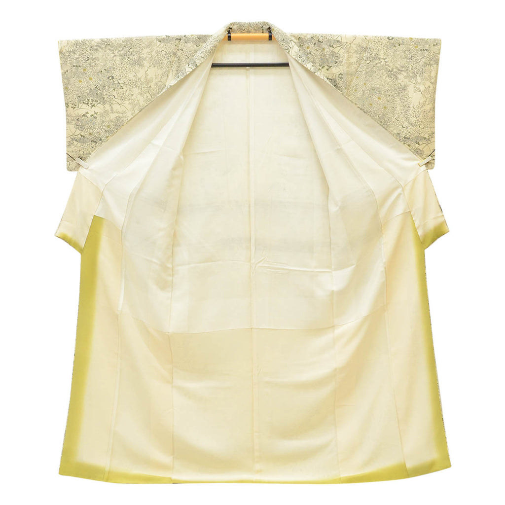 [Used] Recycled Kimono, Komon style, Pure Silk, Size M, Good Condition, Length 160.5cm (63.2in), Sleeve Length 64.5cm (25.4in), Lined, Ready-made, White, Four Seasons Floral Pattern, Reused uu2145b 