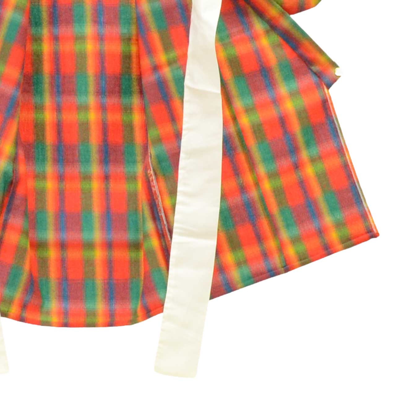 [Used] Recycled Kimono, Children's Kimono and Haori Set, Girl's Wool Ensemble, Unlined, Excellent Condition, Ready-made, Sleeve Length 42.0cm (16.5in), Body Length 75.0cm (29.5in), Reddish Color, Checkered Pattern, uu2154b 