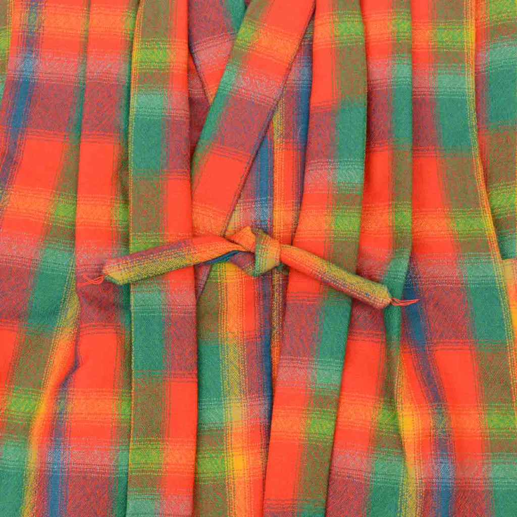 [Used] Recycled Kimono, Children's Kimono and Haori Set, Girl's Wool Ensemble, Unlined, Excellent Condition, Ready-made, Sleeve Length 42.0cm (16.5in), Body Length 75.0cm (29.5in), Reddish Color, Checkered Pattern, uu2154b 