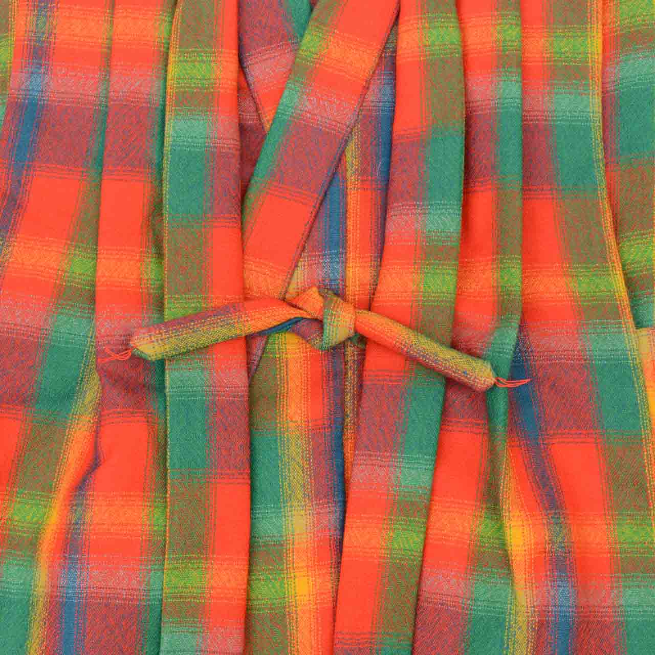 [Used] Recycled Kimono, Children's Kimono and Haori Set, Girl's Wool Ensemble, Unlined, Excellent Condition, Ready-made, Sleeve Length 42.0cm (16.5in), Body Length 75.0cm (29.5in), Reddish Color, Checkered Pattern, uu2154b 