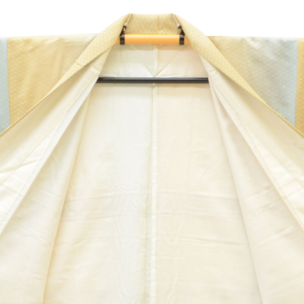 [Used] Recycled Kimono, Komon Kimono, Pure Silk, Size L, Excellent Condition, Length 165.0cm (65.0in), Sleeve Length 68.3cm (26.9in), Lined, Ready-made, Brown, Diamond Pattern, Gradation, Reused uu2164b 