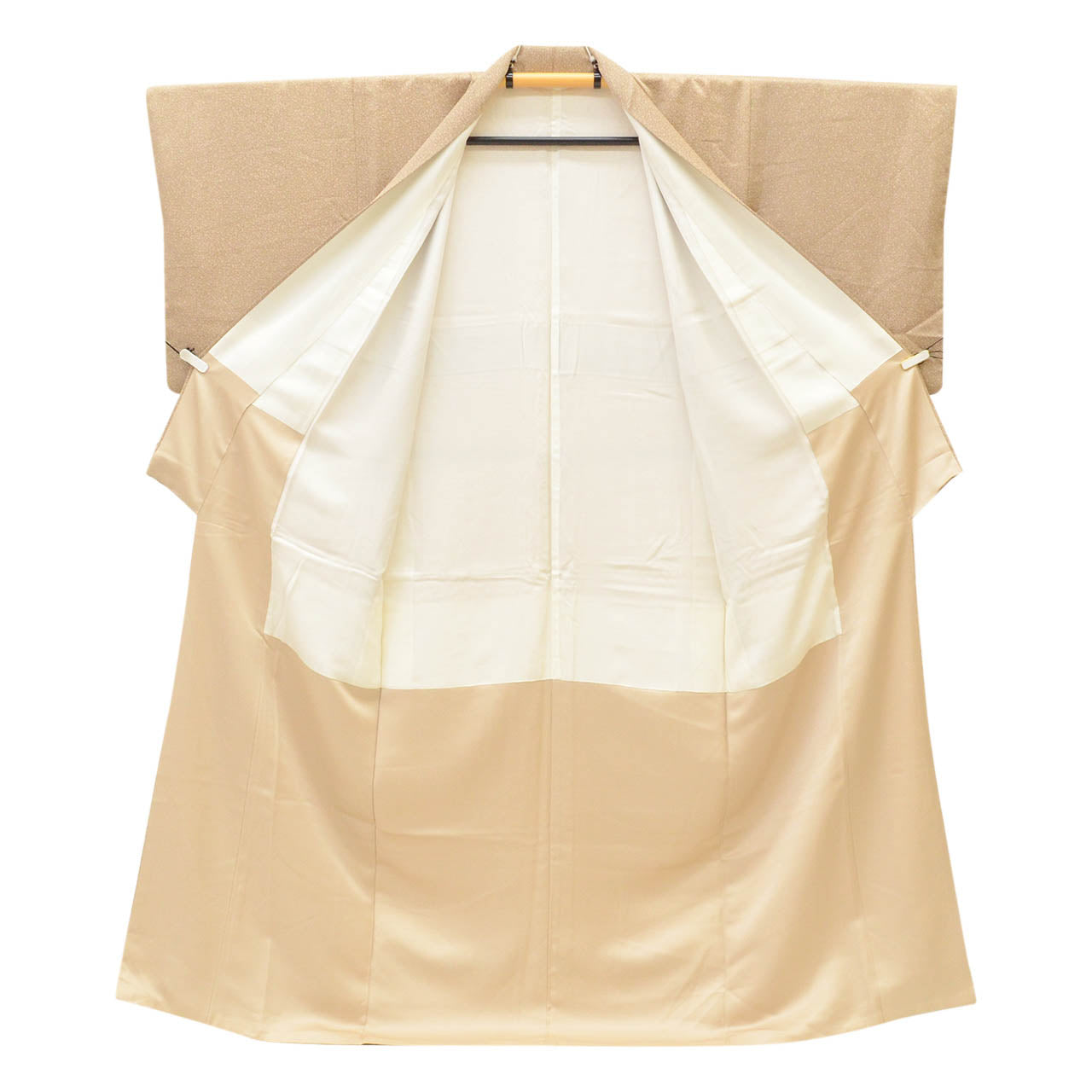 Vintage Japanese Kimono | Tsukesage | Brown Silk | Small Floral Arabesque | Gold Embroidery | One Crest | Size M | Sustainable | uu2166b