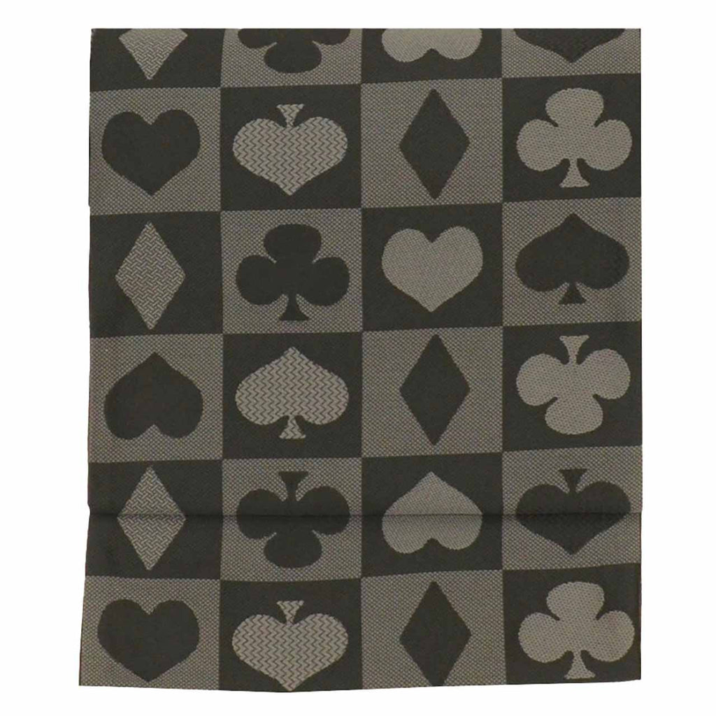 Vintage Japanese Obi | Kyo-bukuro Obi | Black Synthetic | Playing Card Heart Pattern | Washable | Casual | Sustainable | uu2184b