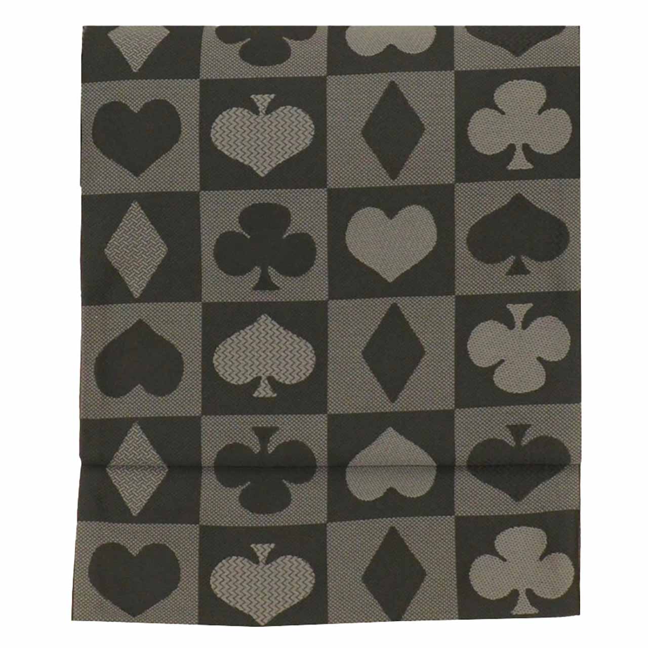 Vintage Japanese Obi | Kyo-bukuro Obi | Black Synthetic | Playing Card Heart Pattern | Washable | Casual | Sustainable | uu2184b