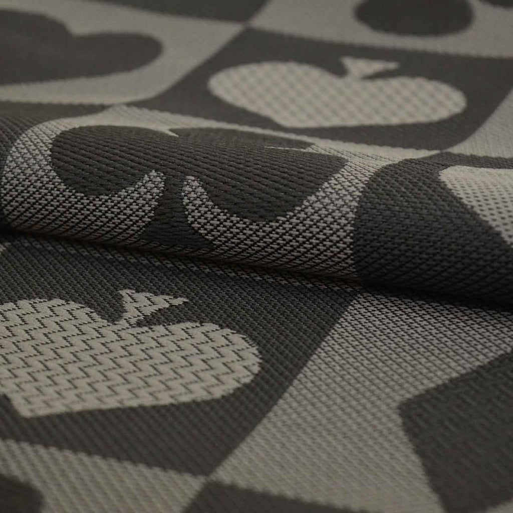 Vintage Japanese Obi | Kyo-bukuro Obi | Black Synthetic | Playing Card Heart Pattern | Washable | Casual | Sustainable | uu2184b
