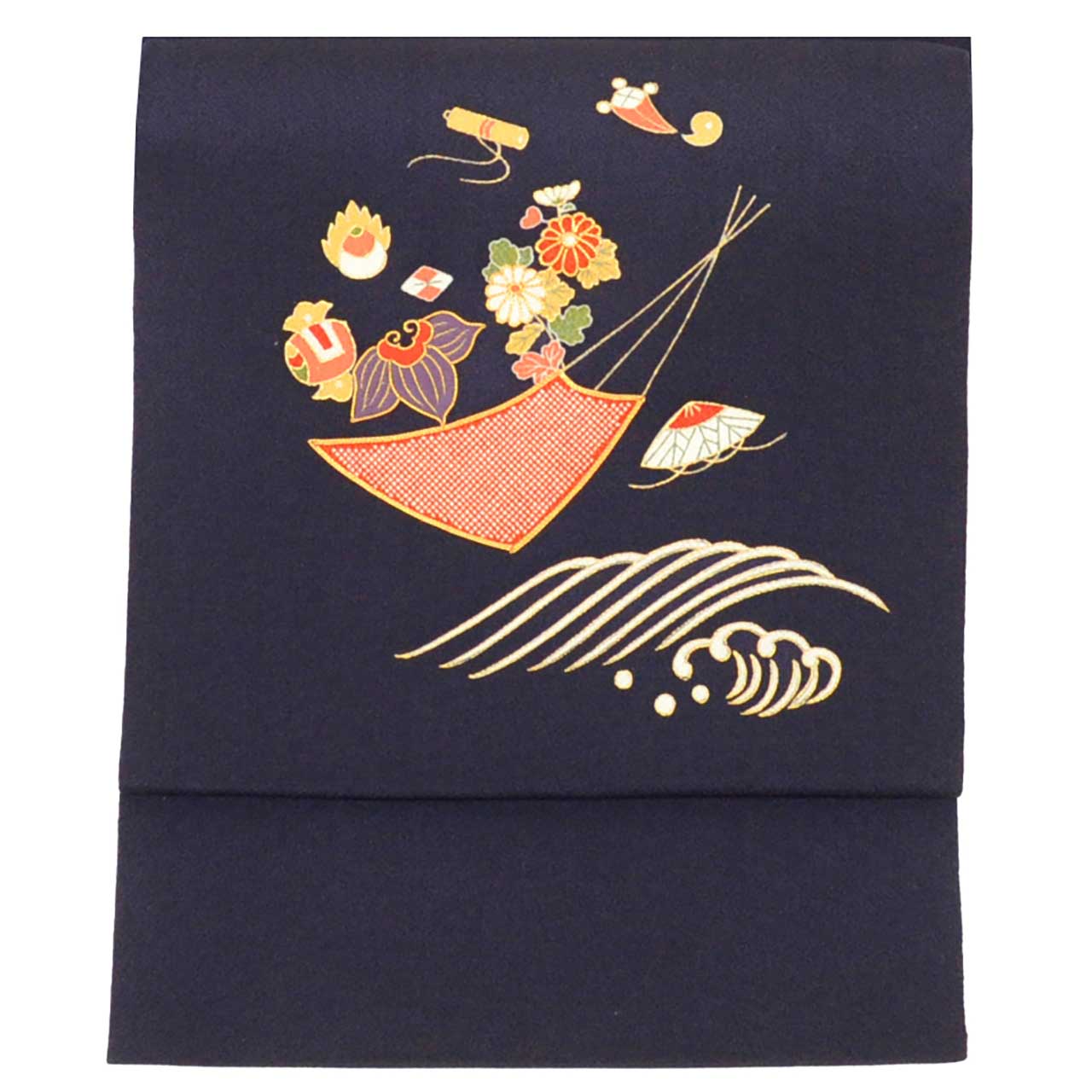 Vintage Japanese Obi | Nagoya Obi | Purple Silk Crepe | Takarazukushi | Gold Embroidery | Echigoya | Excellent | Sustainable | uu2187b