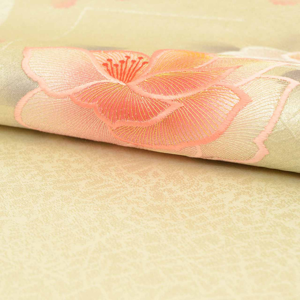 Vintage Japanese Obi | Nagoya Obi | Silk | Floral Embroidery | Gold Silver Thread | Semi-formal | Sustainable | uu2188b