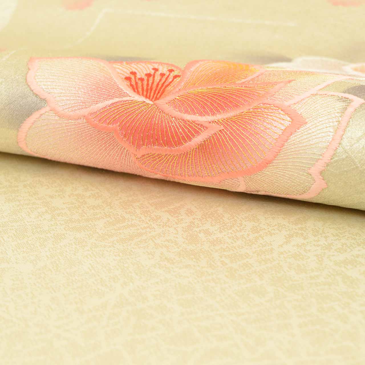Vintage Japanese Obi | Nagoya Obi | Silk | Floral Embroidery | Gold Silver Thread | Semi-formal | Sustainable | uu2188b