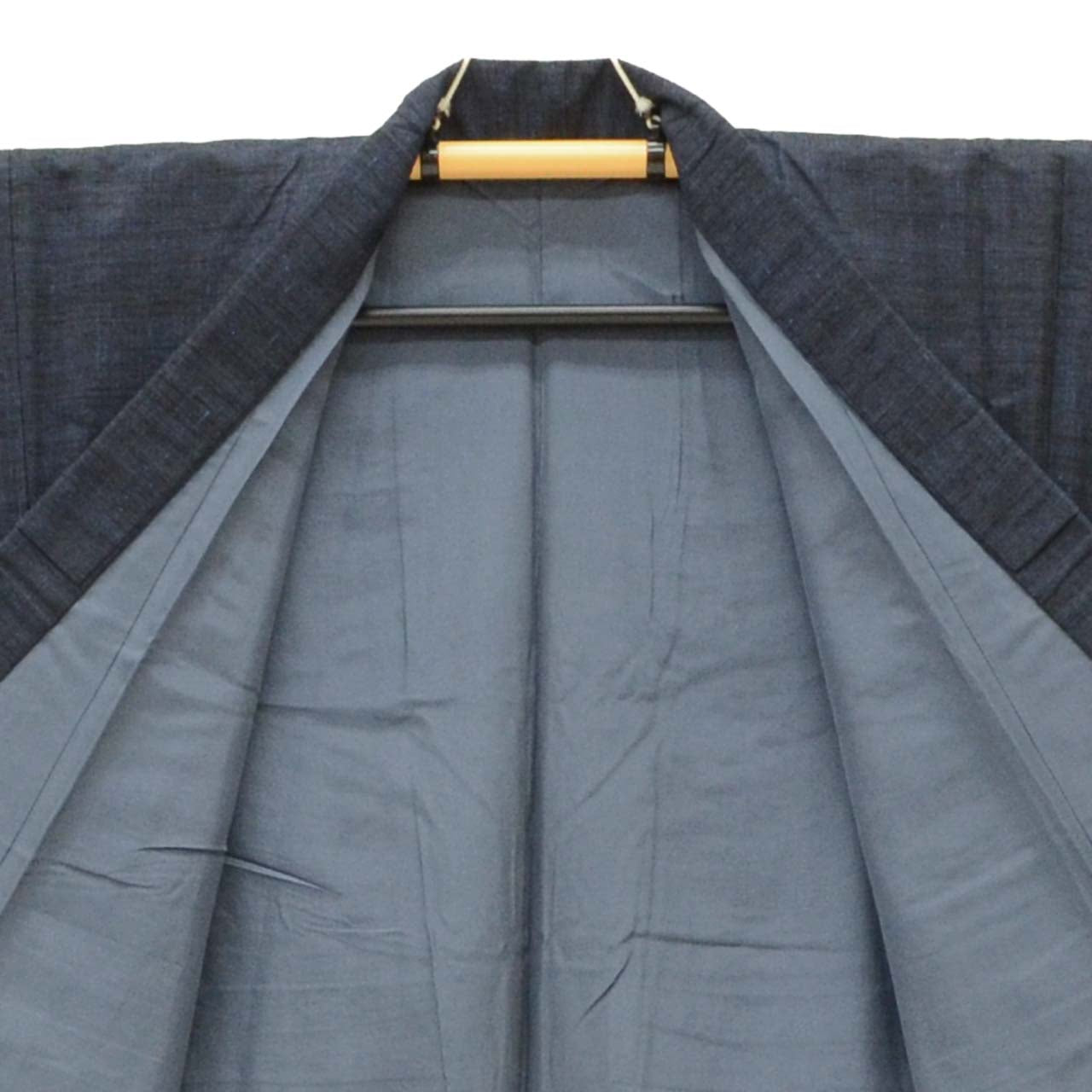 Vintage Japanese Kimono | Men's Tsumugi Ensemble | Navy Silk | Unused | With Himo | Size L | Sustainable | uu2191b