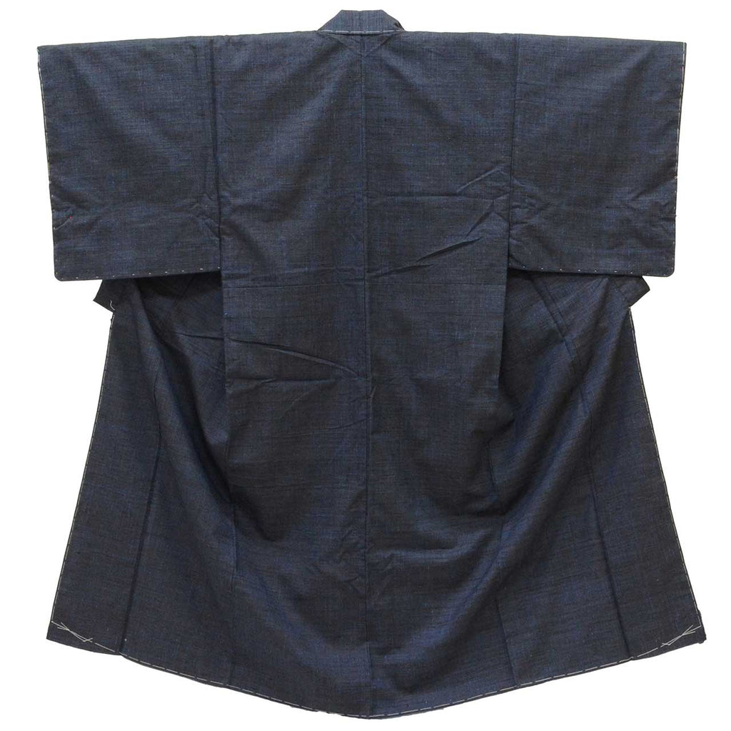 Vintage Japanese Kimono | Men's Tsumugi Ensemble | Navy Silk | Unused | With Himo | Size L | Sustainable | uu2191b