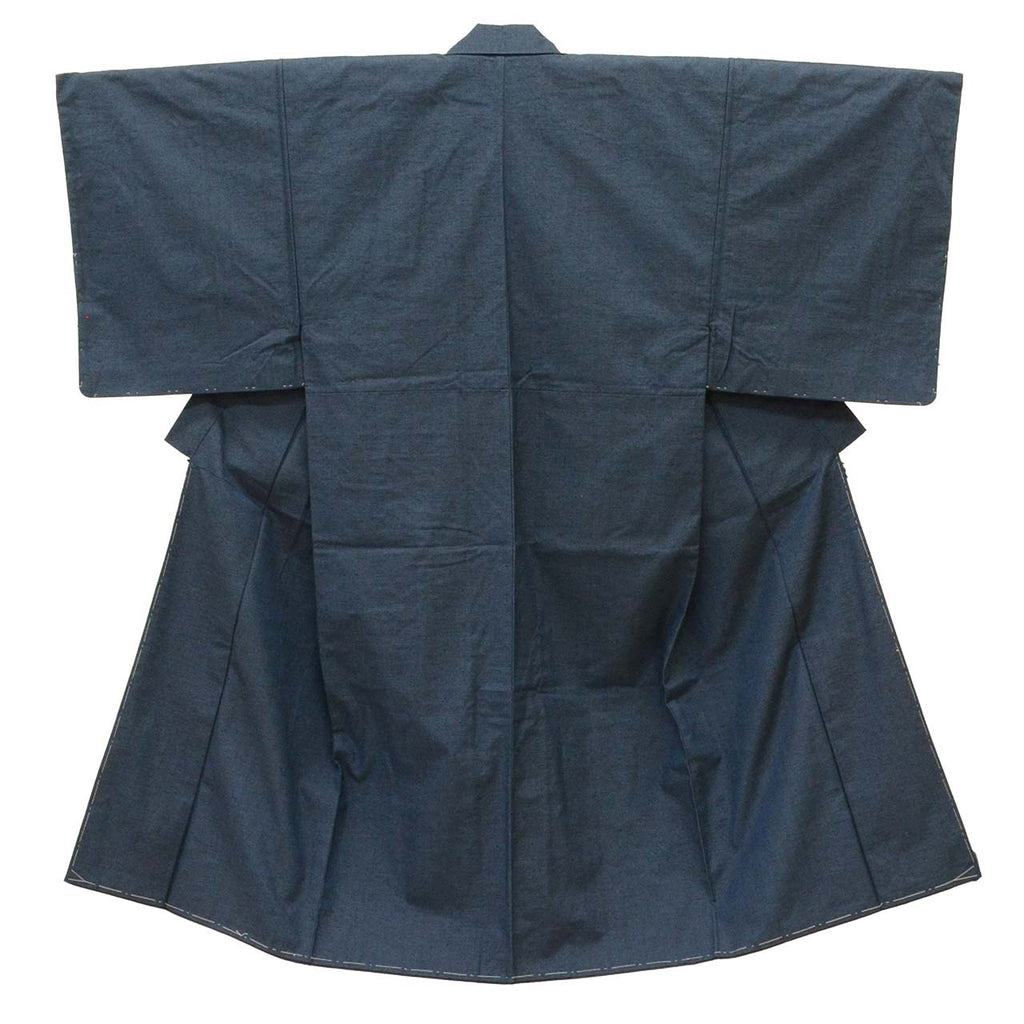 Vintage Japanese Kimono | Men's Yuki Tsumugi Ensemble | Navy Silk | Handwoven | Unused | UNESCO Heritage | Size S | Sustainable | uu2195b