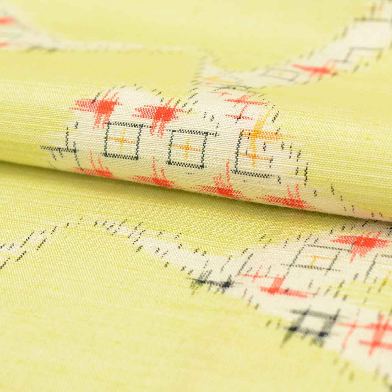 Vintage Japanese Kimono | Tsumugi | Green Silk | Geometric Kasuri | Size M | Sustainable | uu2201b