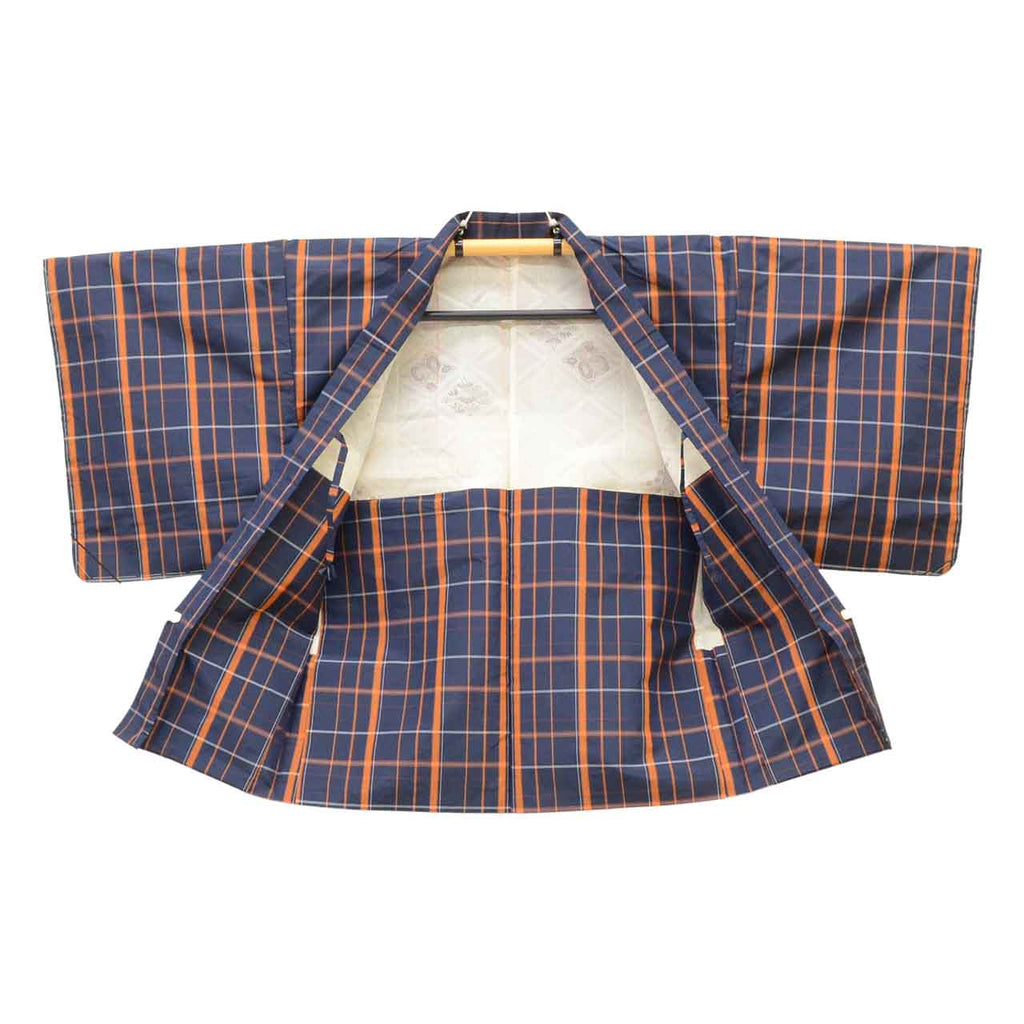 Vintage Japanese Kimono | Women's Komon Ensemble | Navy Synthetic | Lattice Pattern | Unused | Size M | Sustainable | uu2206b