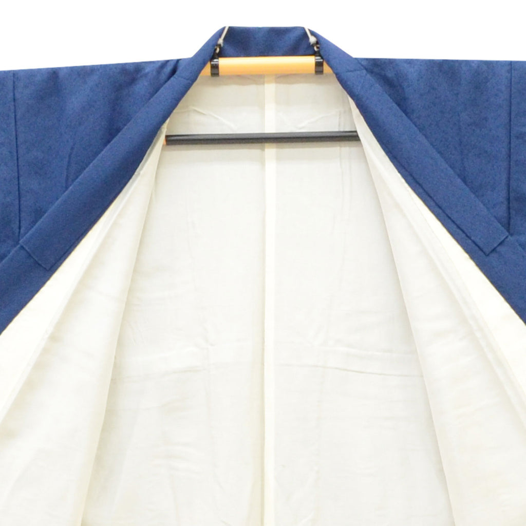 Vintage Japanese Kimono | Women's Iro-Muji Ensemble | Navy Silk | Geometric Pattern | With Himo | Size M | Sustainable | uu2207b