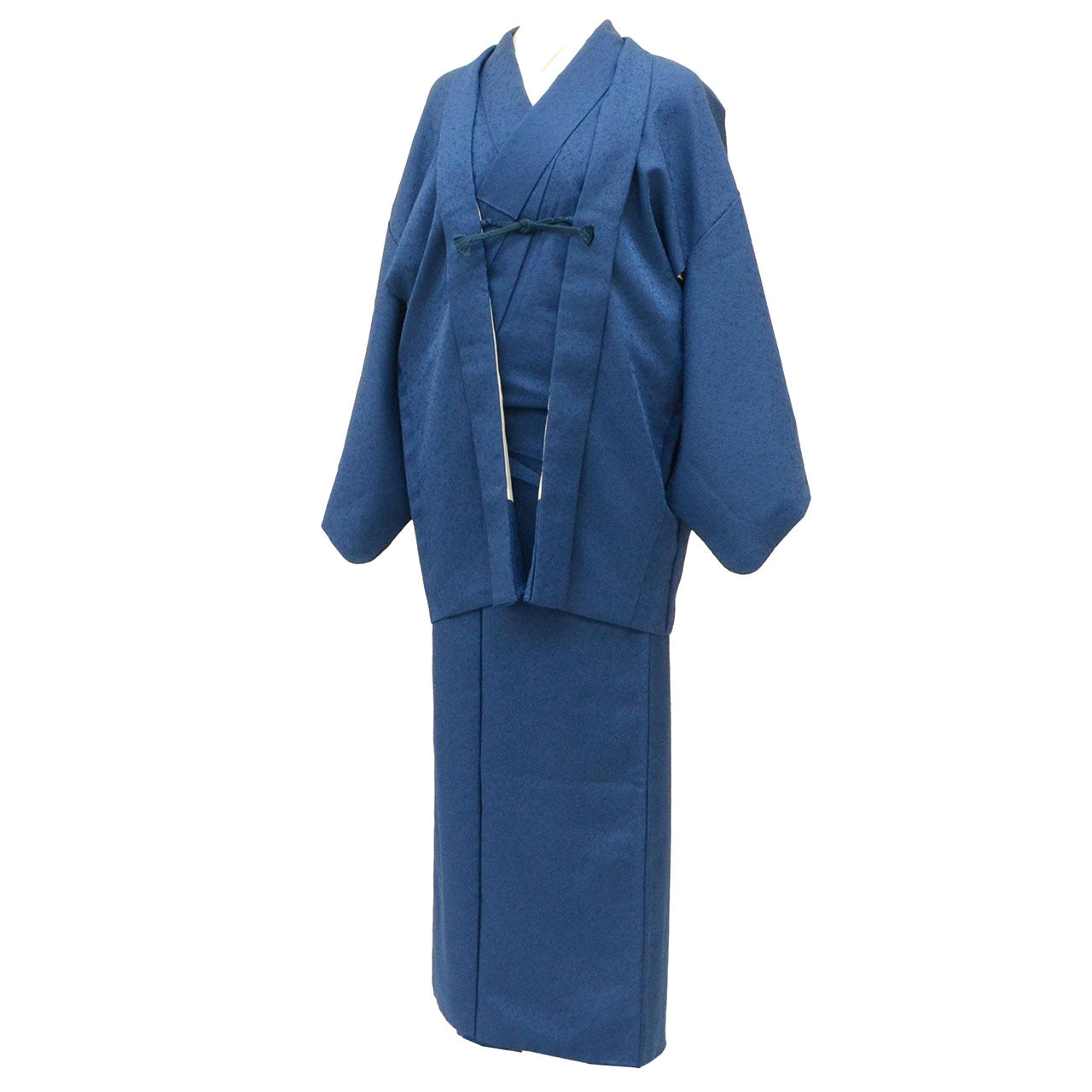 Vintage Japanese Kimono | Women's Iro-Muji Ensemble | Navy Silk | Geometric Pattern | With Himo | Size M | Sustainable | uu2207b
