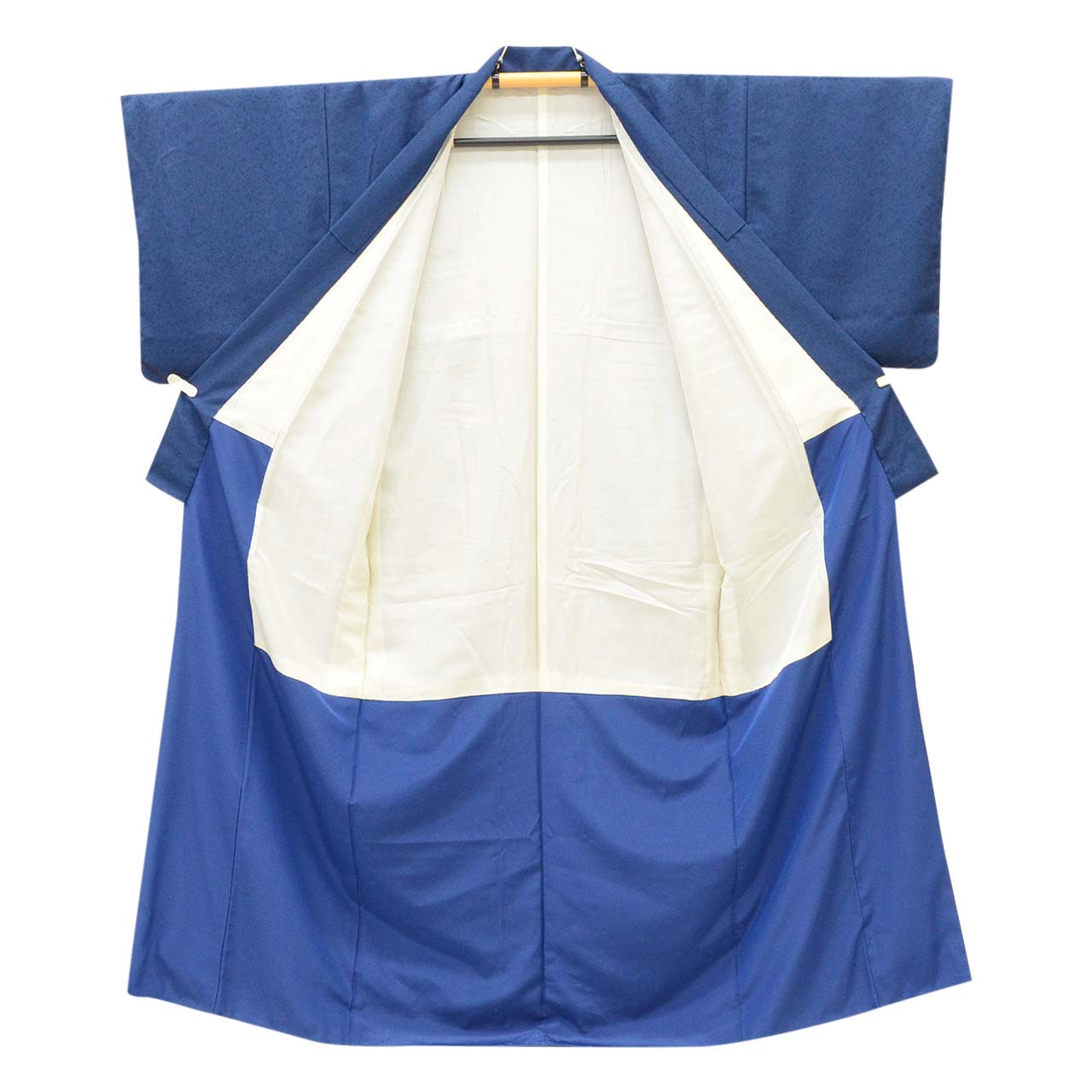 Vintage Japanese Kimono | Women's Iro-Muji Ensemble | Navy Silk | Geometric Pattern | With Himo | Size M | Sustainable | uu2207b