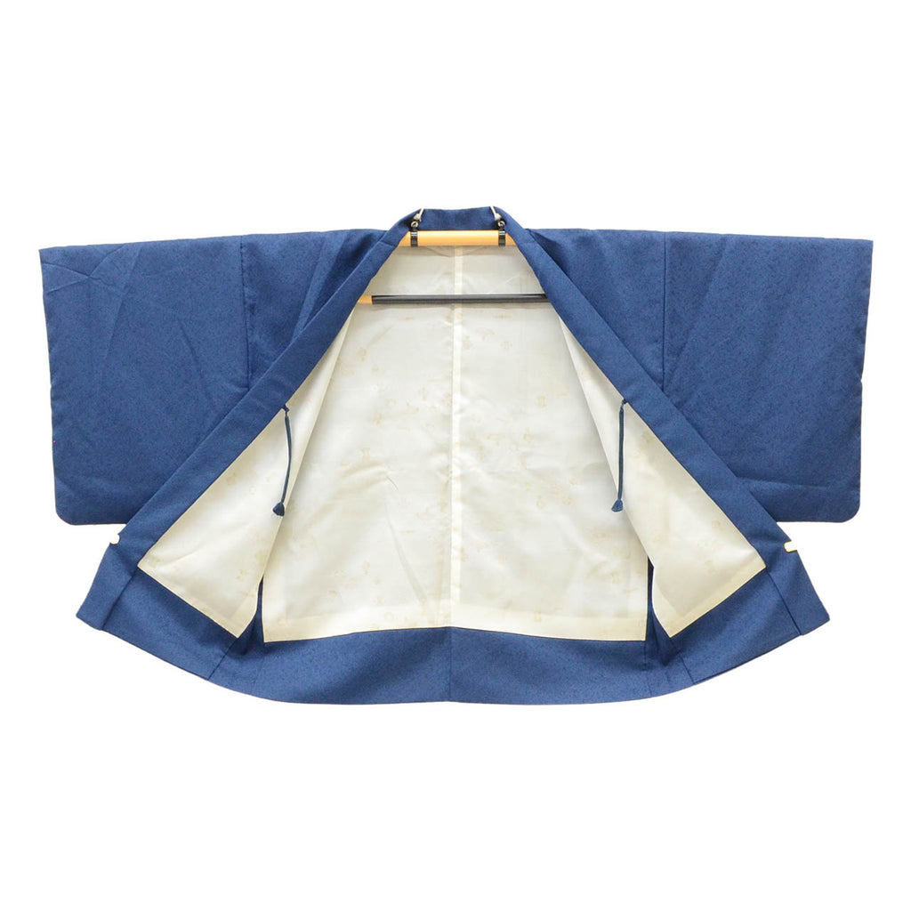 Vintage Japanese Kimono | Women's Iro-Muji Ensemble | Navy Silk | Geometric Pattern | With Himo | Size M | Sustainable | uu2207b