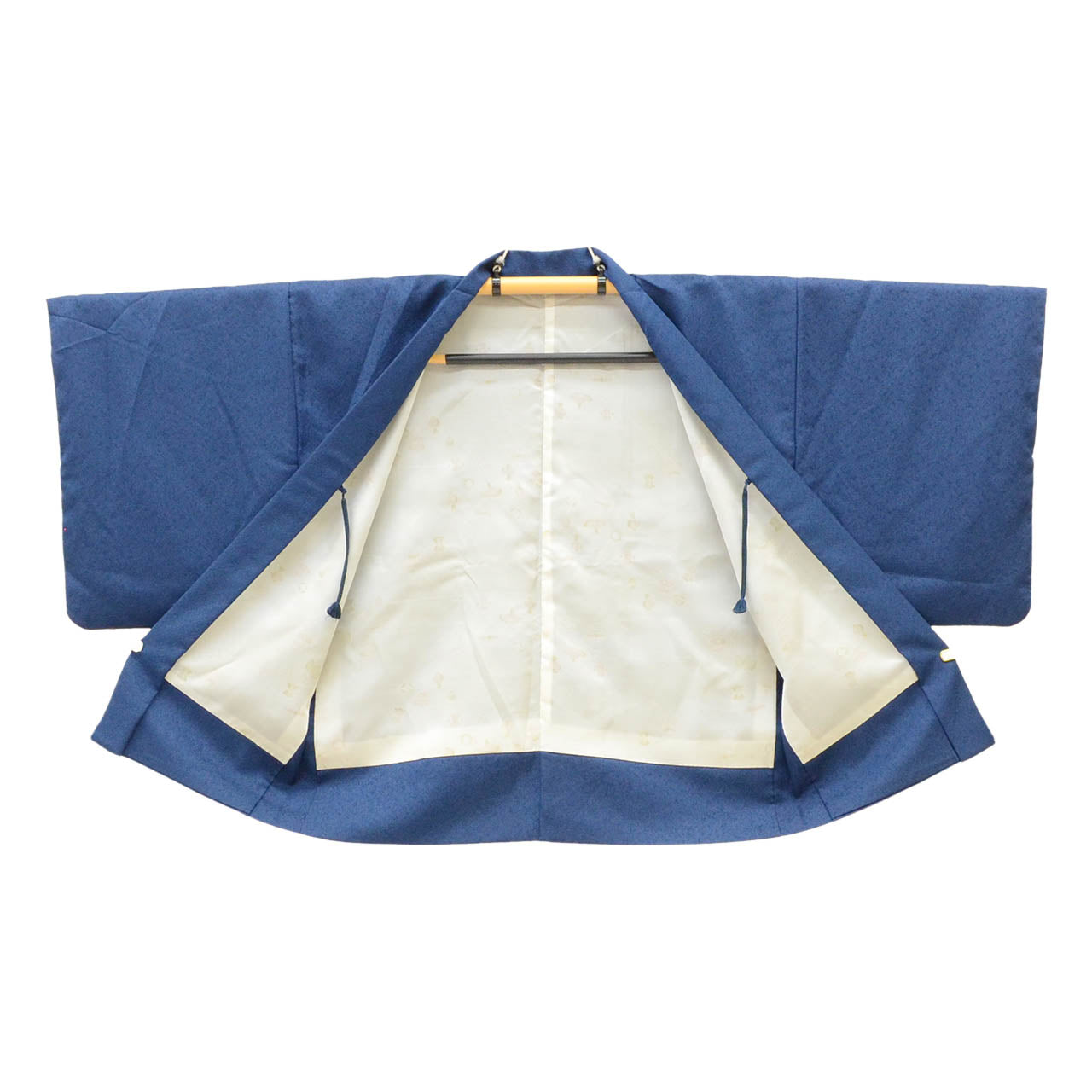 Vintage Japanese Kimono | Women's Iro-Muji Ensemble | Navy Silk | Geometric Pattern | With Himo | Size M | Sustainable | uu2207b
