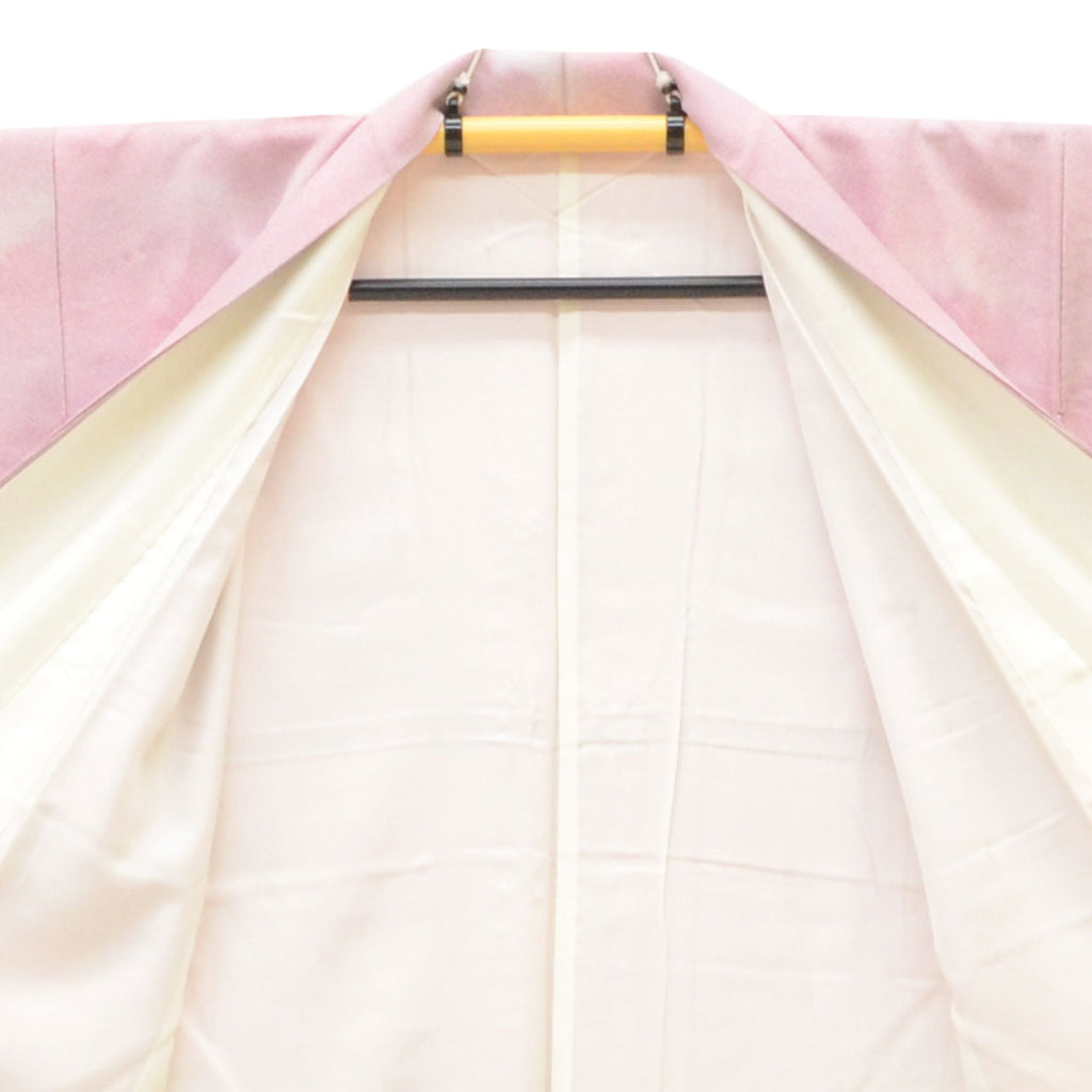 [Used] Recycled Kimono, Komon Kimono, Pure Silk, Size L, Excellent Condition, Length 161.5cm (63.6in), Sleeve Length 63.3cm (24.9in), Lined, Ready-made, Beautiful Condition, Purple Gradation, SILK, Reuse uu2213b 