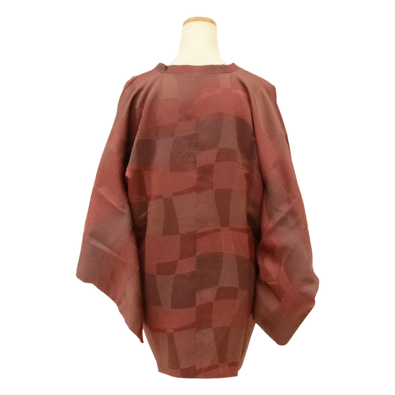 Vintage Japanese Kimono | Michiyuki Coat | Brown Silk | Geometric Bokashi | Unused | Excellent | Sustainable | uu2236b