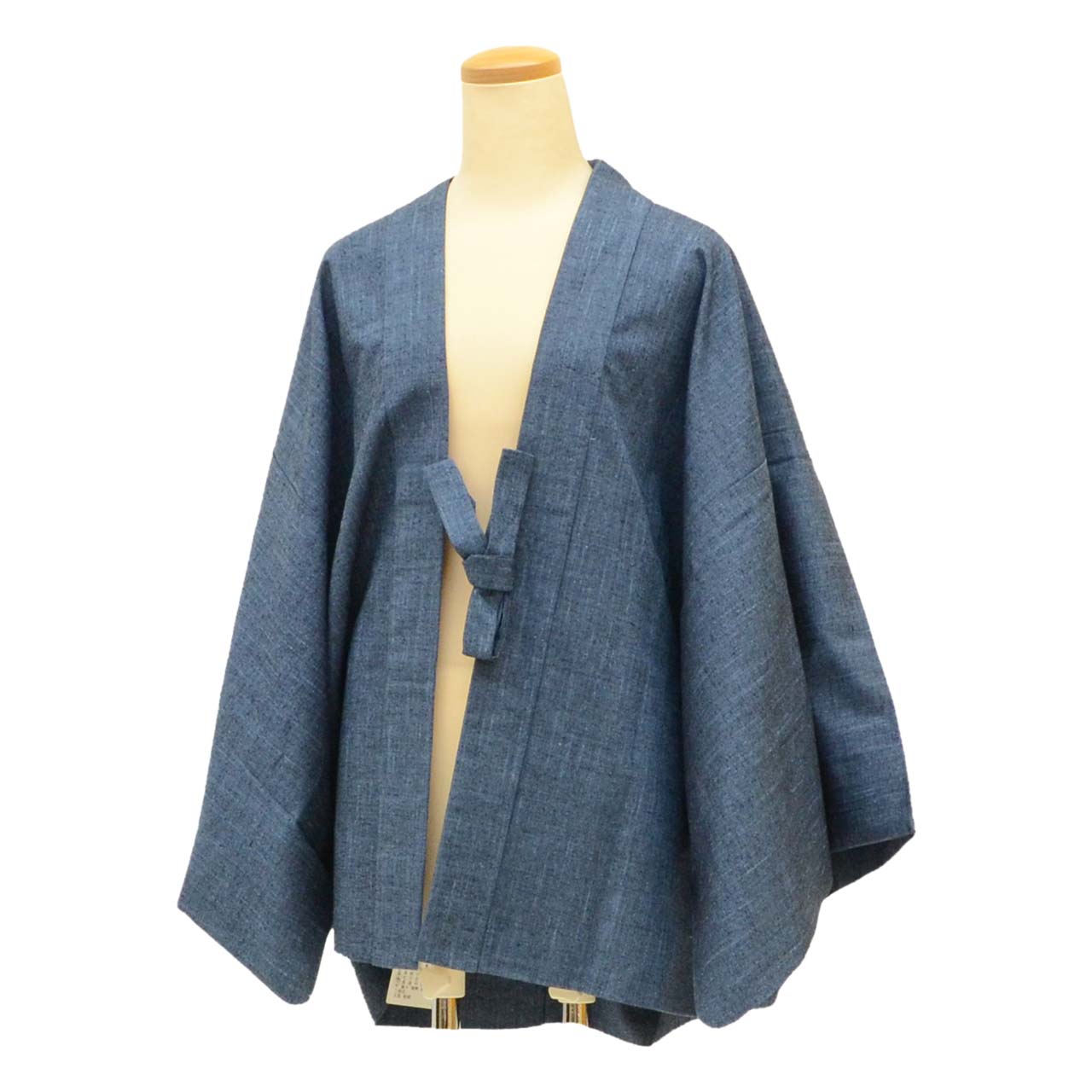 [Used] Recycled Men's Haori Jacket, Men's, Pure Silk, Tsumugi, Length 75.0cm (29.5in), Sleeve Length 70.5cm (27.8in), Navy, Plain, with Haori Cord, SILK, Reuse uu2252b 