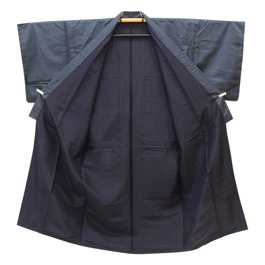 [Used] Recycled Kimono and Haori Set Ensemble for Men, Oshima Tsumugi Silk, Unused, Sleeve Length 71.0cm (28.0in), Body Length 150.0cm (59.1in), Size LL, Navy Blue, Tortoiseshell Pattern, Comes with Obi Belt and Haori Cord, Men's uu2265b 