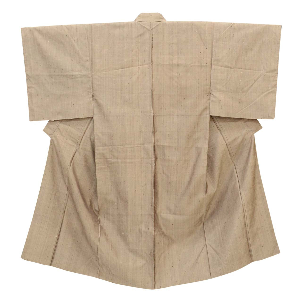 [Used] Recycled Kimono and Haori Set Ensemble for Men, Tsumugi Silk, Sleeve Length 66.5cm (26.2in), Body Length 138.0cm (54.3in), Size S, Brown, with Obi Belt and Haori Cord, Men's uu2275b 