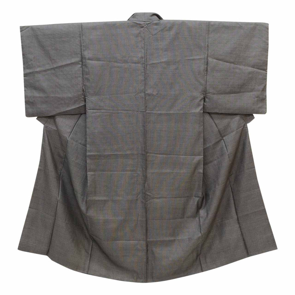 [Used] Recycled Kimono and Haori Set Ensemble for Men, Oshima Tsumugi Silk, Sleeve Length 67.5cm (26.6in), Body Length 143.5cm (56.5in), Size M, Black, Mosquito Pattern, with Obi Belt and Haori Cord, Men's uu2276b 