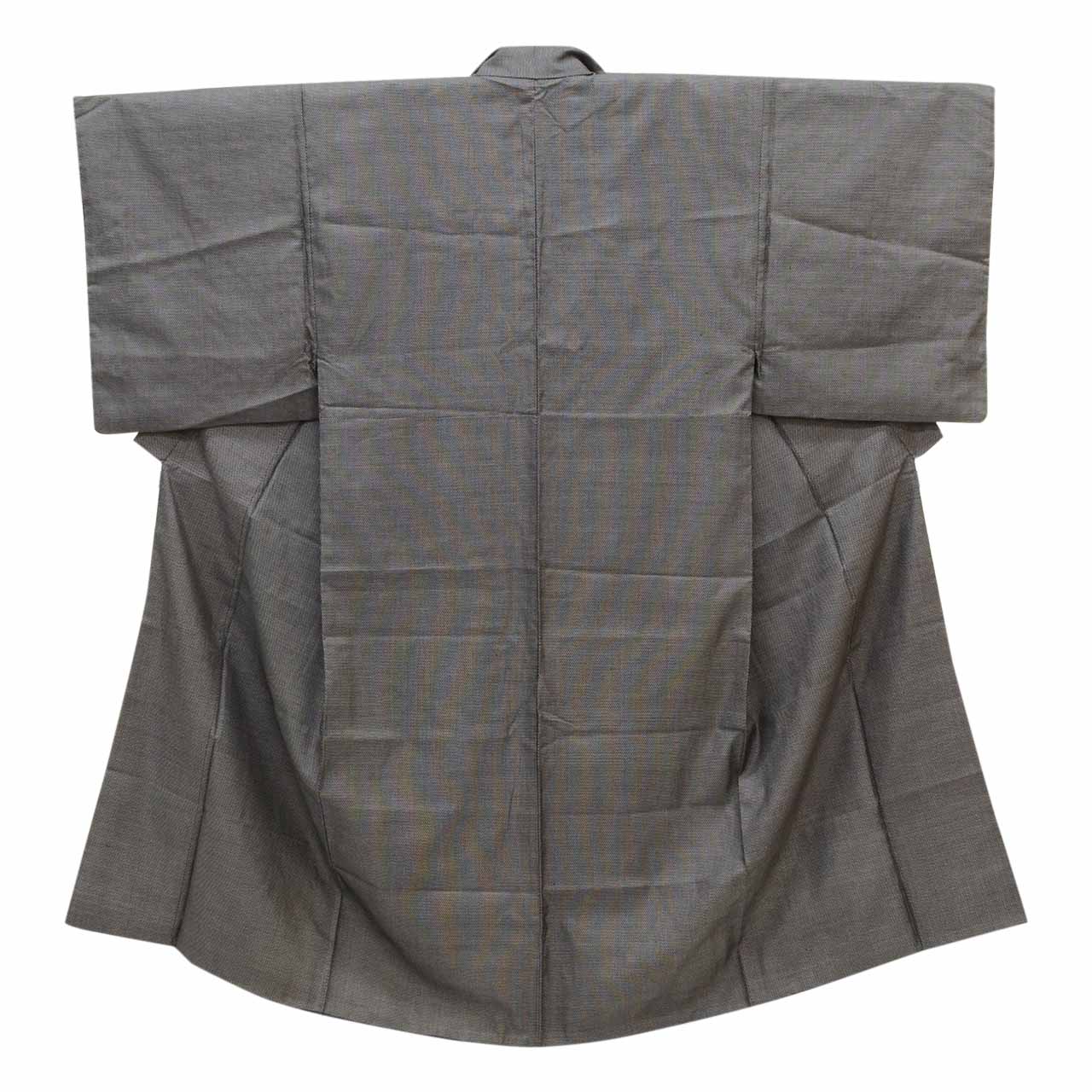 [Used] Recycled Kimono and Haori Set Ensemble for Men, Oshima Tsumugi Silk, Sleeve Length 67.5cm (26.6in), Body Length 143.5cm (56.5in), Size M, Black, Mosquito Pattern, with Obi Belt and Haori Cord, Men's uu2276b 