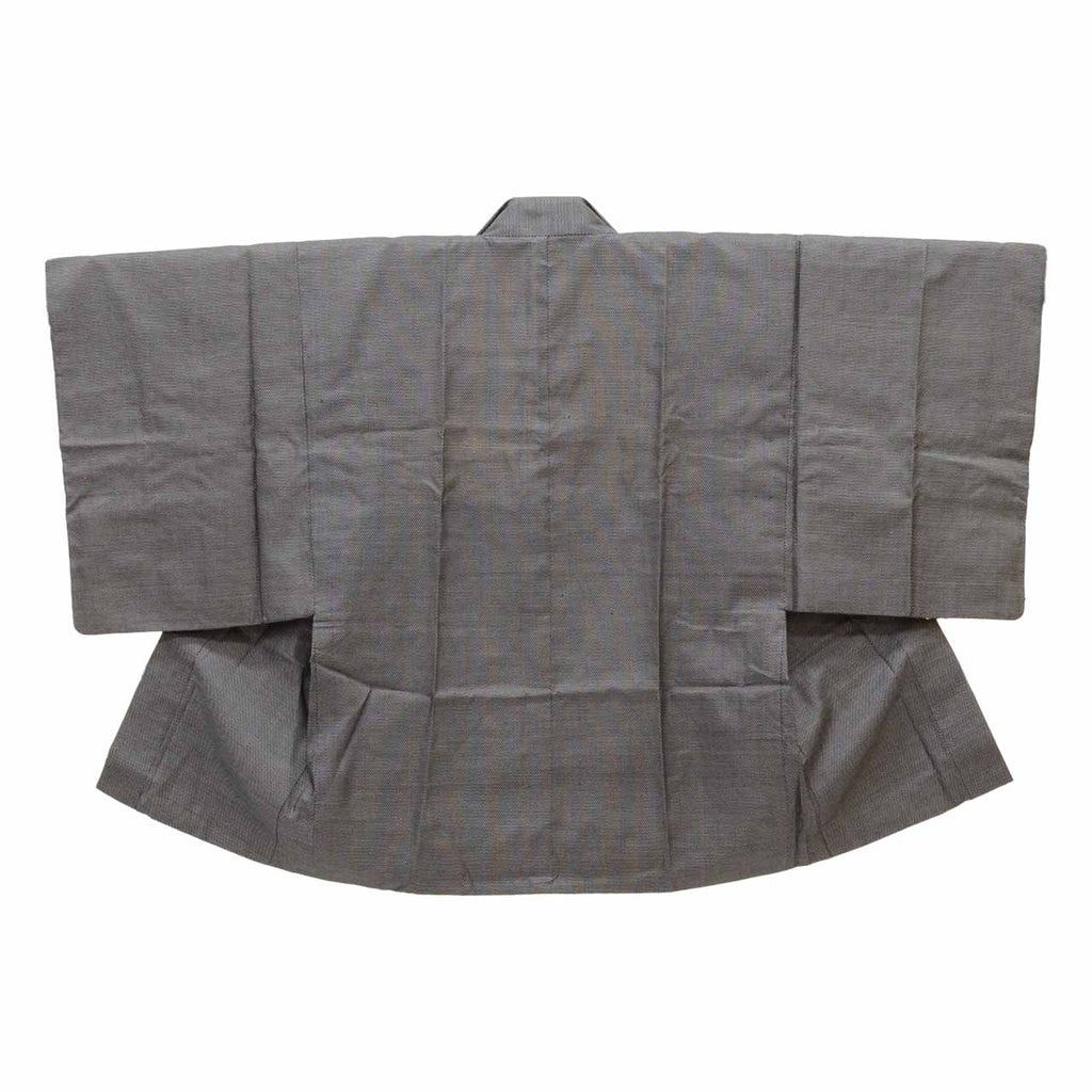 [Used] Recycled Kimono and Haori Set Ensemble for Men, Oshima Tsumugi Silk, Sleeve Length 67.5cm (26.6in), Body Length 143.5cm (56.5in), Size M, Black, Mosquito Pattern, with Obi Belt and Haori Cord, Men's uu2276b 
