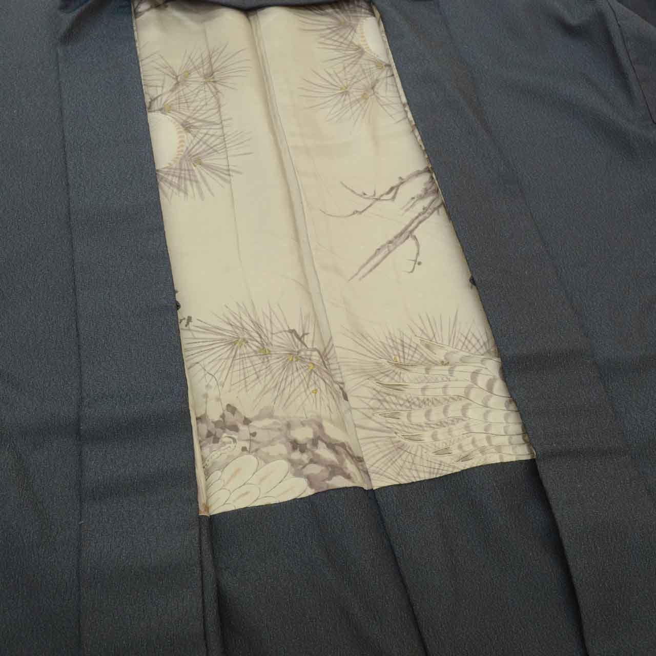 [Used] Recycled Kimono and Haori Ensemble for Men, Komon Silk, Sleeve Length 66.0cm (26.0in), Body Length 141.5cm (55.7in), Size M, Navy Blue, Men's uu2278b 
