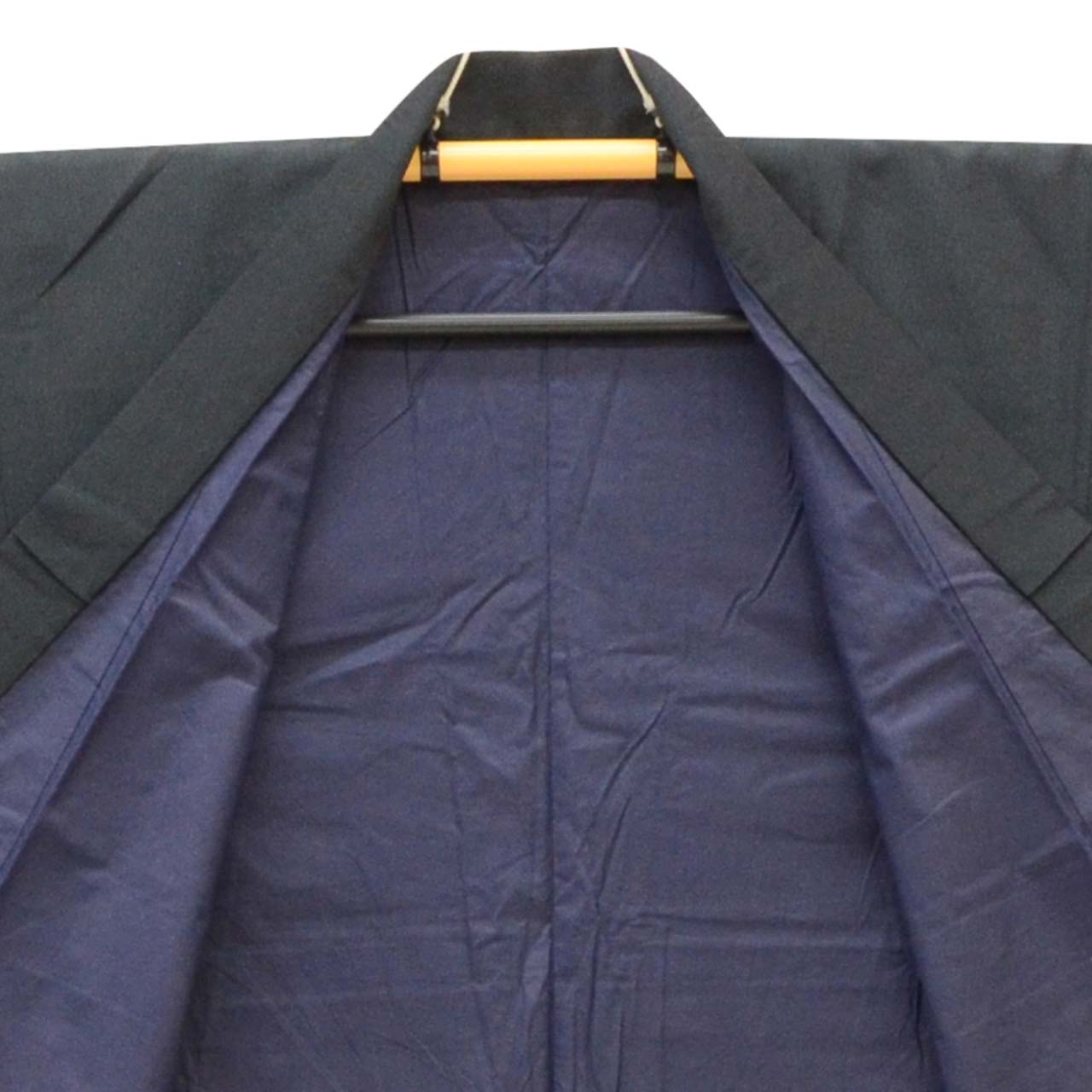 [Used] Recycled Kimono and Haori Ensemble for Men, Komon Silk, Sleeve Length 66.0cm (26.0in), Body Length 141.5cm (55.7in), Size M, Navy Blue, Men's uu2278b 