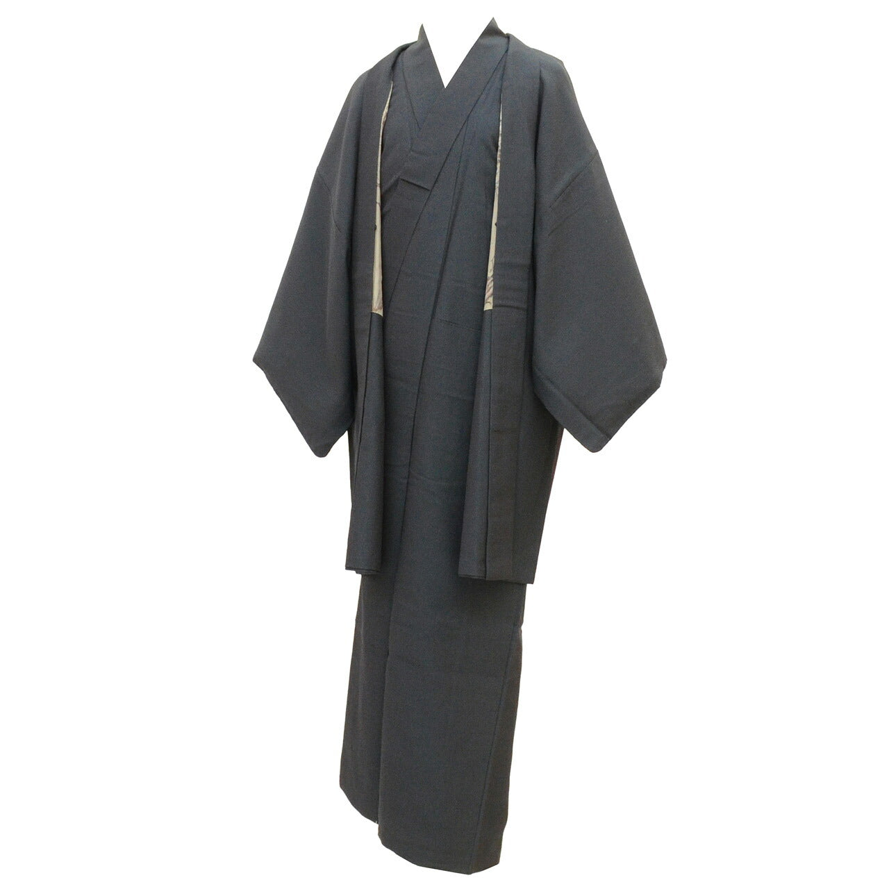 [Used] Recycled Kimono and Haori Ensemble for Men, Komon Silk, Sleeve Length 66.0cm (26.0in), Body Length 141.5cm (55.7in), Size M, Navy Blue, Men's uu2278b 