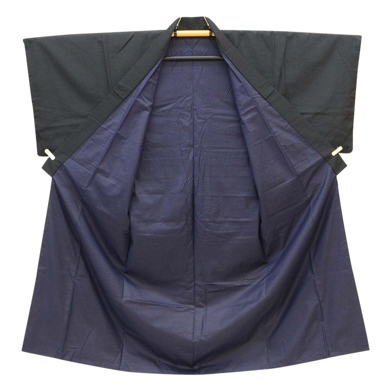 [Used] Recycled Kimono and Haori Ensemble for Men, Komon Silk, Sleeve Length 66.0cm (26.0in), Body Length 141.5cm (55.7in), Size M, Navy Blue, Men's uu2278b 
