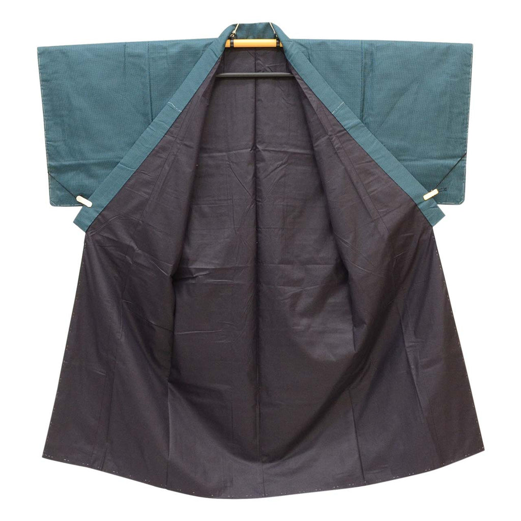 [Used] Recycled Kimono and Haori Ensemble for Men, Oshima Tsumugi Silk, Unused, Sleeve Length 65.0cm (25.6in), Body Length 140.0cm (55.1in), Size M, Green, Tortoiseshell Pattern, Men's uu2280b 