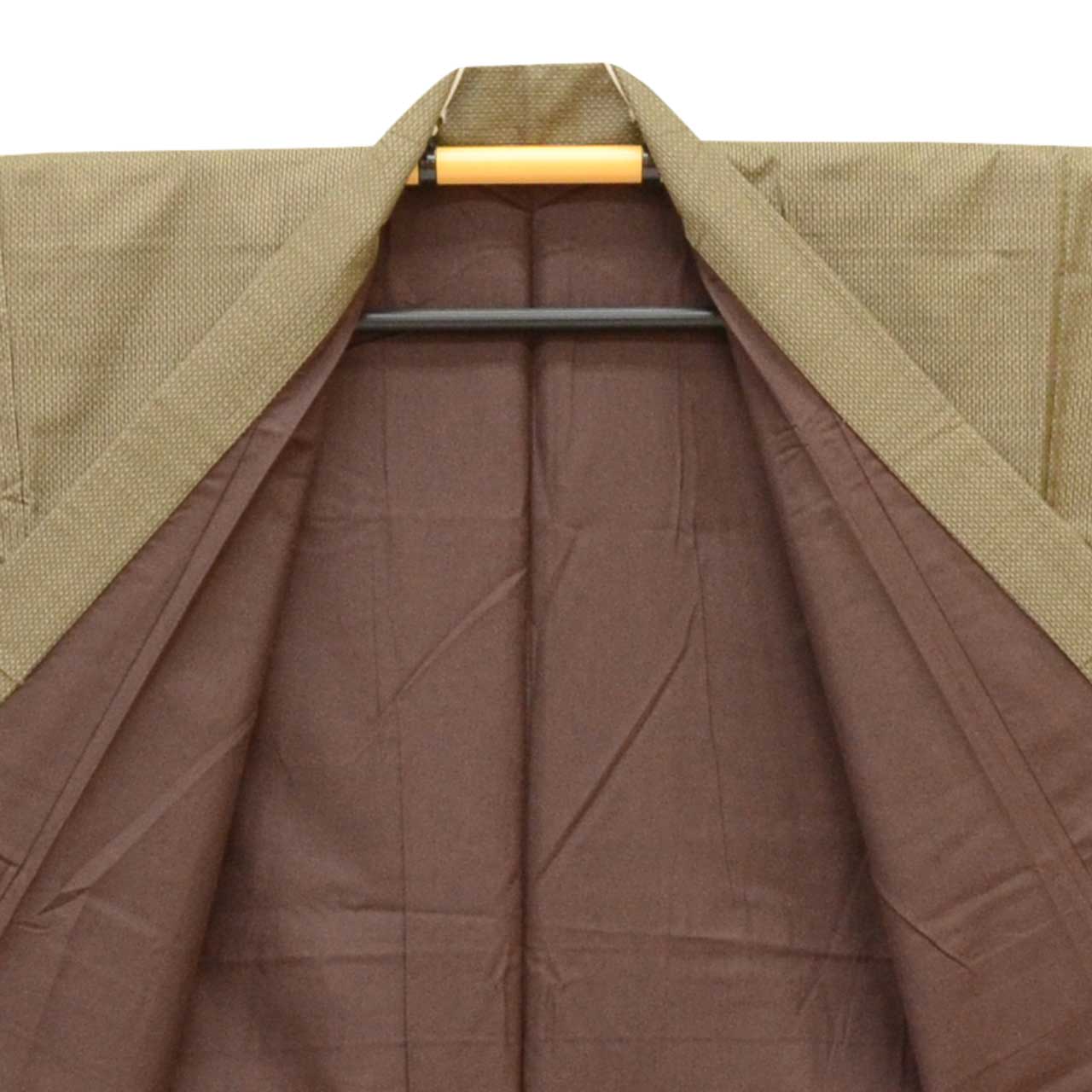 [Used] Recycled Kimono and Haori Ensemble for Men, Tsumugi Silk, Oshima Tsumugi, 100% Silk, Sleeve Length 68.0cm (26.8in), Body Length 149.0cm (58.7in), Size L, Brown Stripe Pattern, Men's uu2283b 
